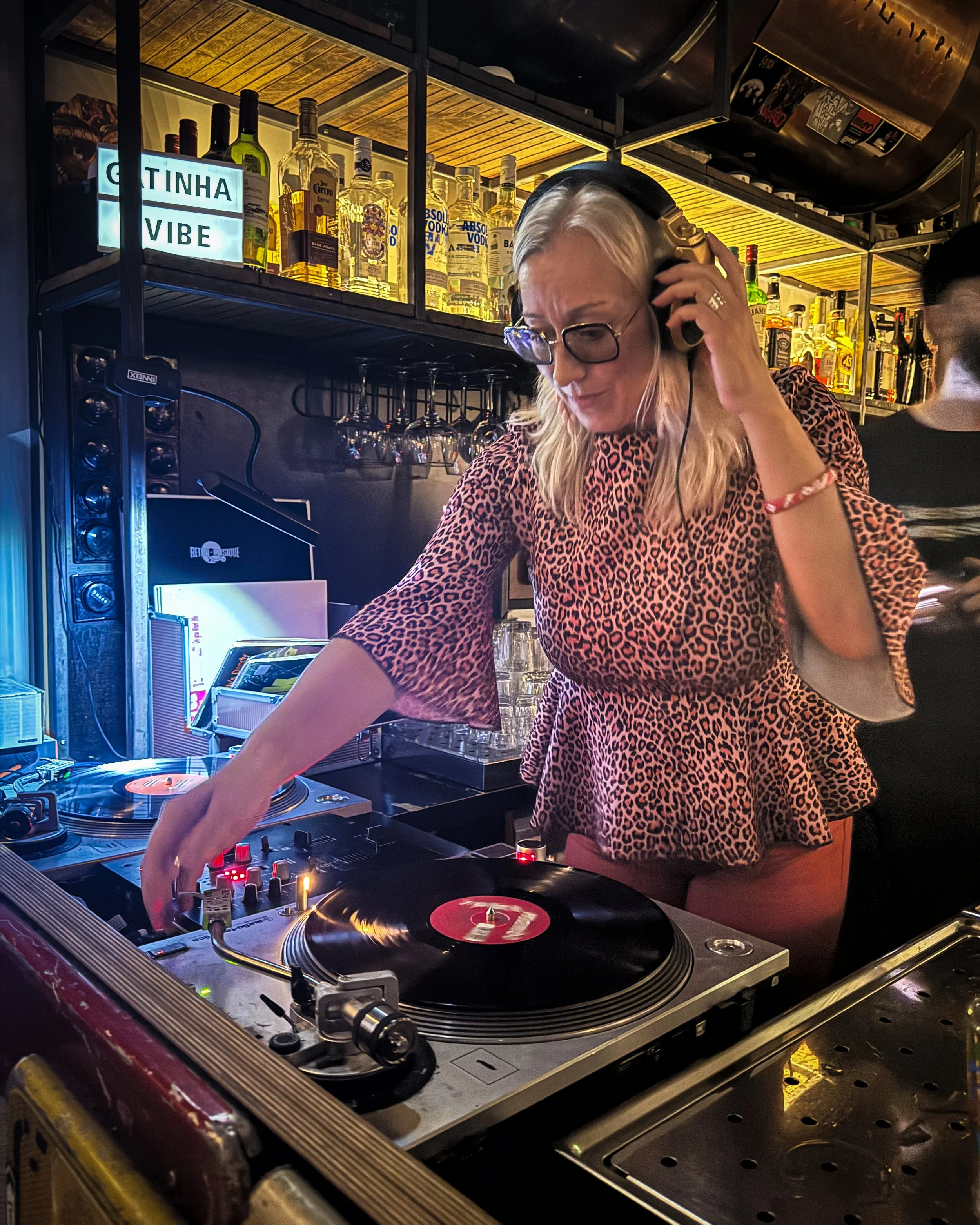 DJ Gatinha playing a live DJ set for Amsterdam Vinyl Club
