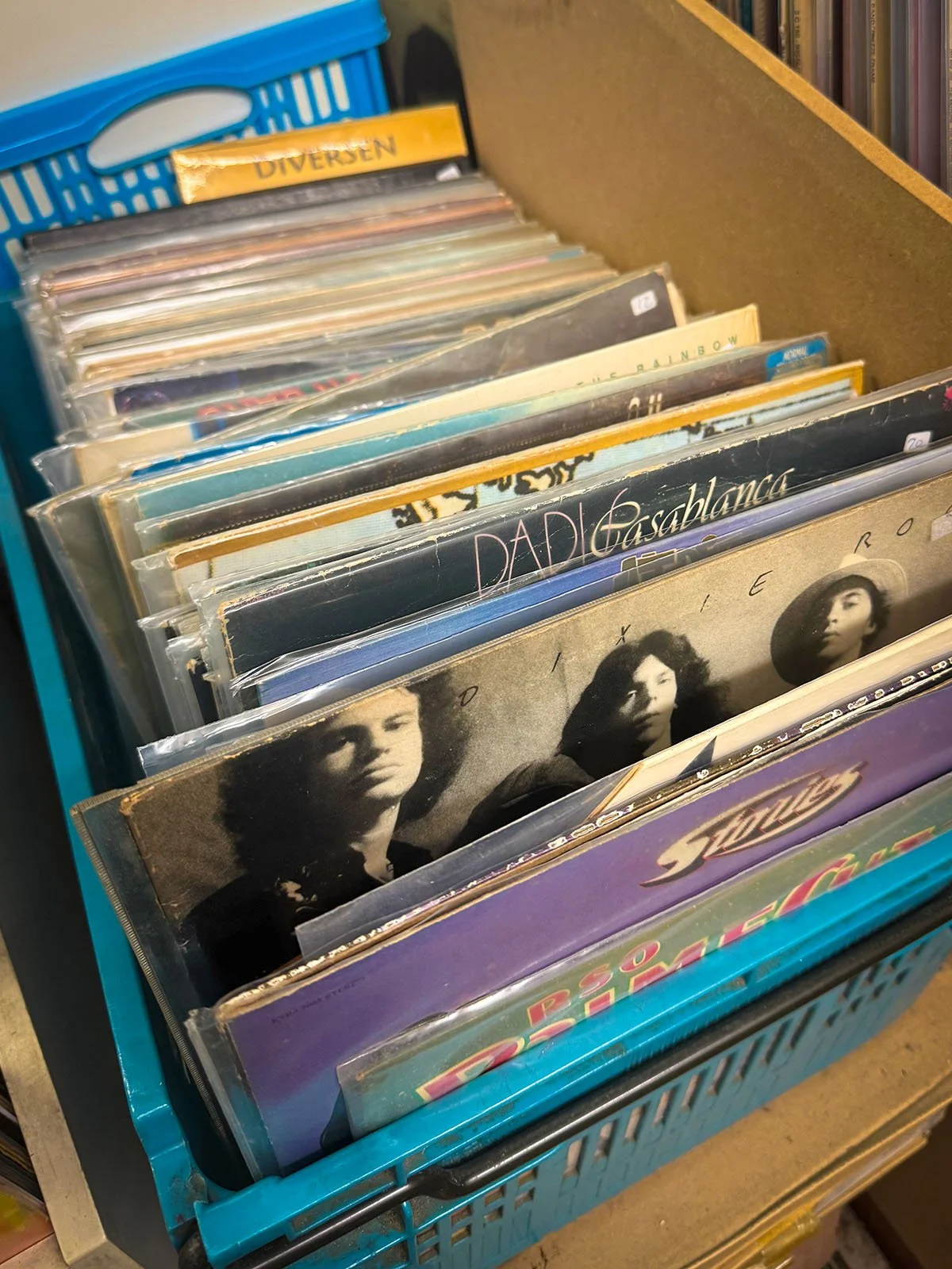 Interior of Second Life Music, a record store in Amsterdam. The photo is from an interview with the store by Amsterdam Vinyl Club. Amsterdam Vinyl Club is a community event in the city for collectors, DJs and anyone who loves music on vinyl.