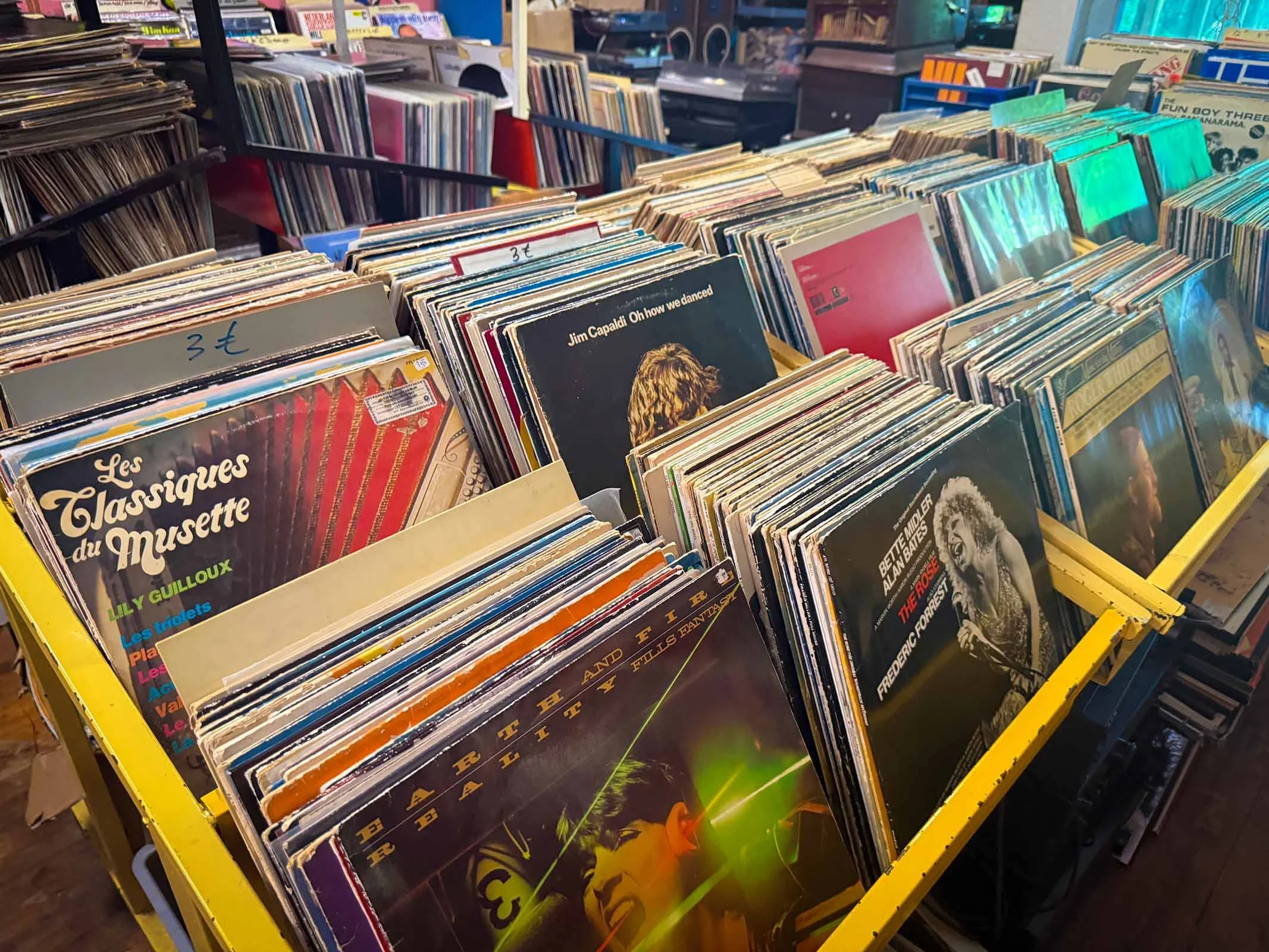 Interior of Second Life Music, a record store in Amsterdam. The photo is from an interview with the store by Amsterdam Vinyl Club. Amsterdam Vinyl Club is a community event in the city for collectors, DJs and anyone who loves music on vinyl.