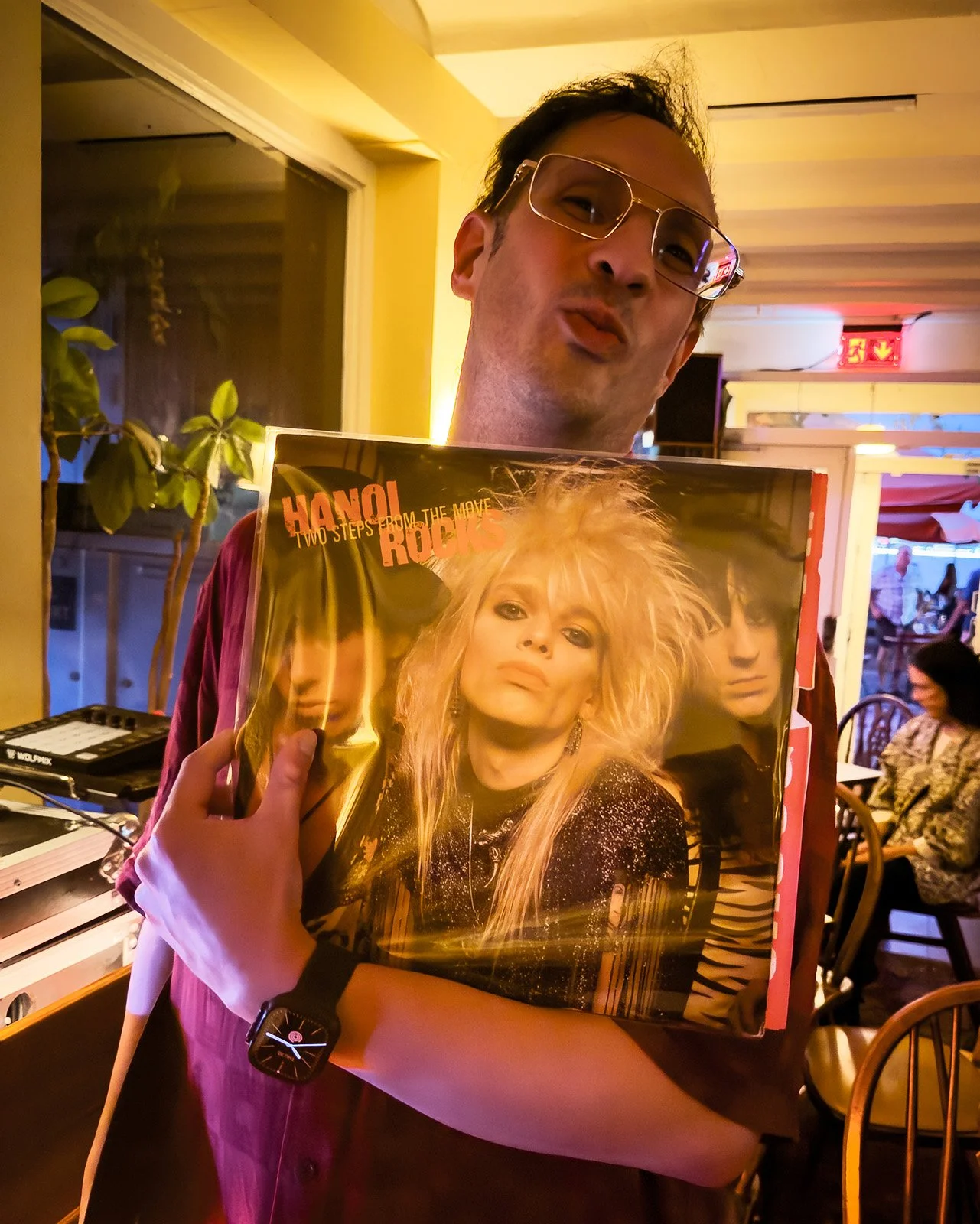 Photo of Mr Rock playing a DJ set at Amsterdam Vinyl Club. Amsterdam Vinyl Club organises community events for music lovers, record collectors and DJs