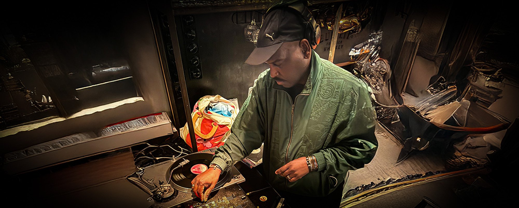 DJ Tea & 2 Sugars playing a live DJ set at Amsterdam Vinyl Club, a community event in Amsterdam