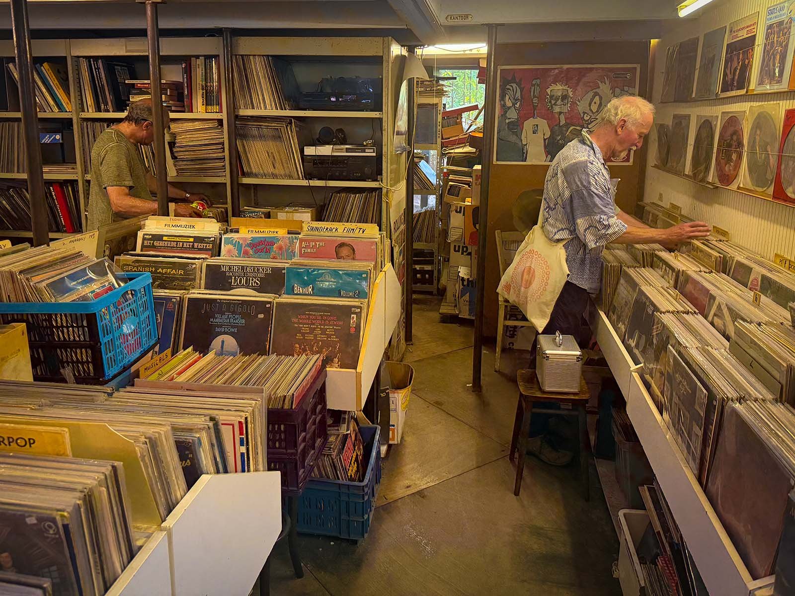 Interior of Second Life Music, a record store in Amsterdam. The photo is from an interview with the store by Amsterdam Vinyl Club. Amsterdam Vinyl Club is a community event in the city for collectors, DJs and anyone who loves music on vinyl.