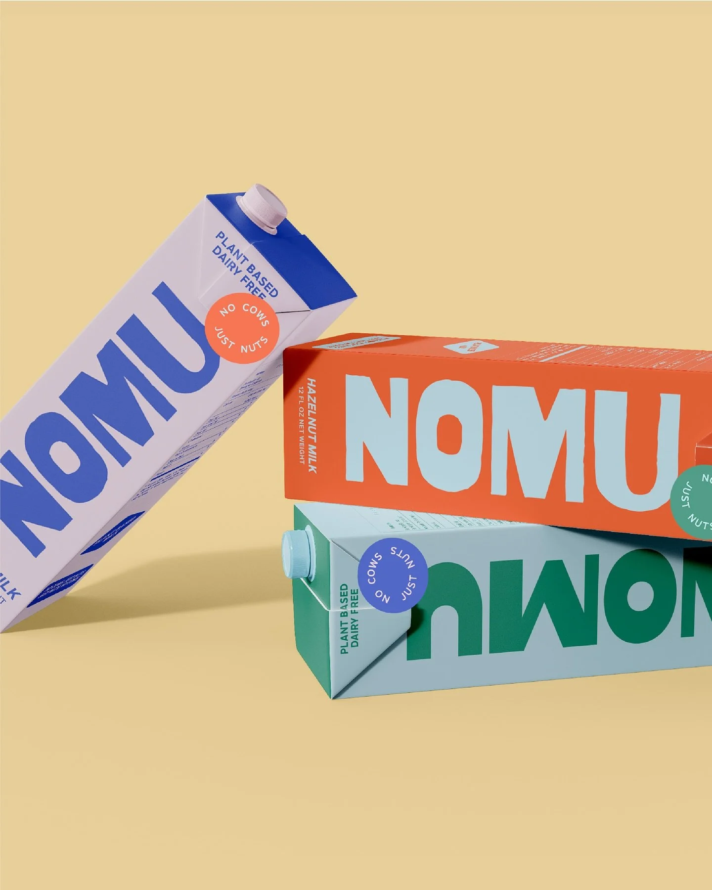 NOMU REFRESH - plant based milk 🥛🥛🥛
Yall know I love a project refresh and this one was an early favorite of mine! Short brand name = super bold typography, always 🥰

I wanted to use softer pastels for this branding but also wanted to add a bold 