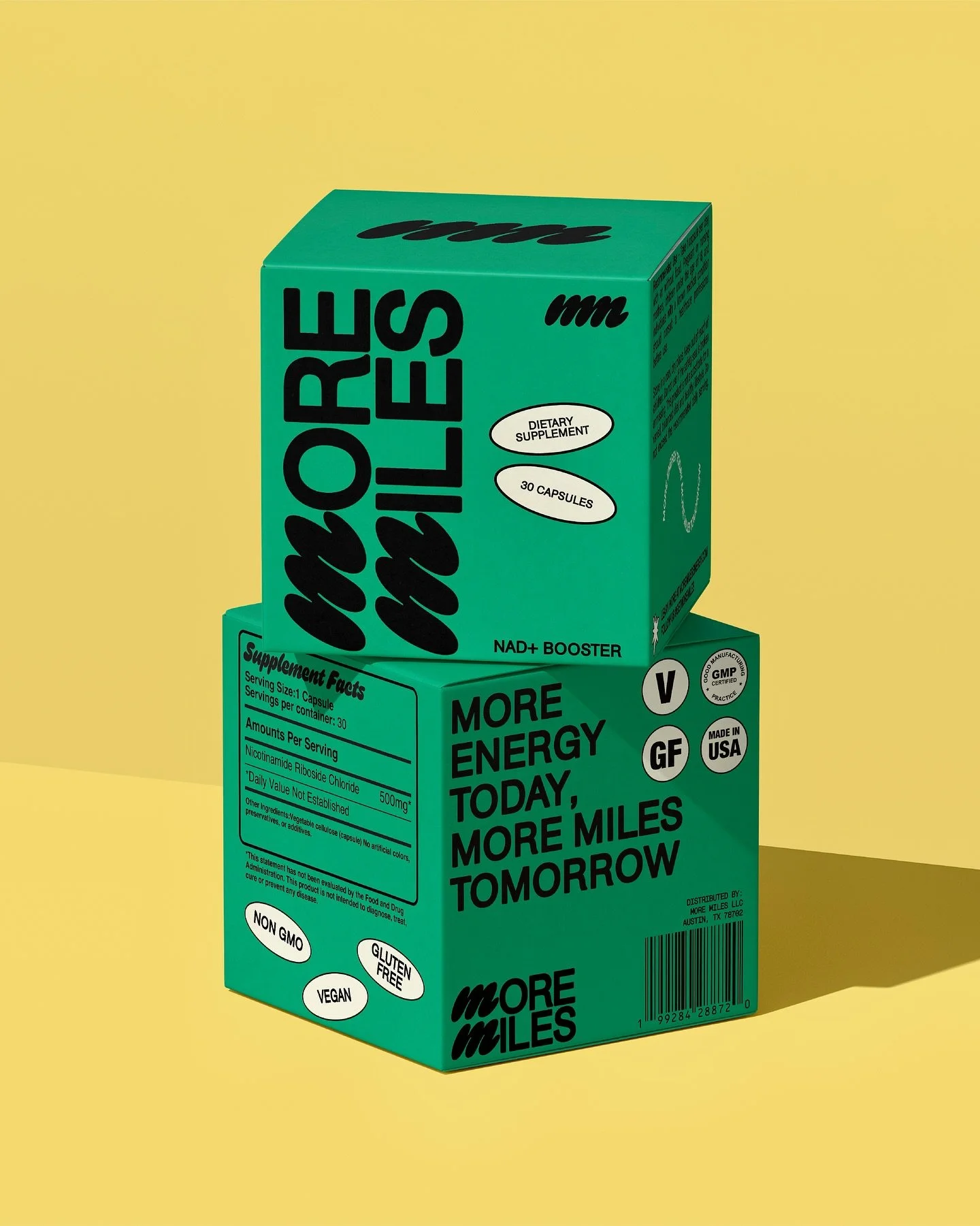 CLIENT SPOTLIGHT: MORE MILES - Brand Identity + Packaging Reveal 🚀
Meet More Miles, an NAD+ supplement brand designed to give you more energy today. and more miles tomorrow. 🏃&zwj;♀️⚡️

Because of the name, we built everything around movement - bol