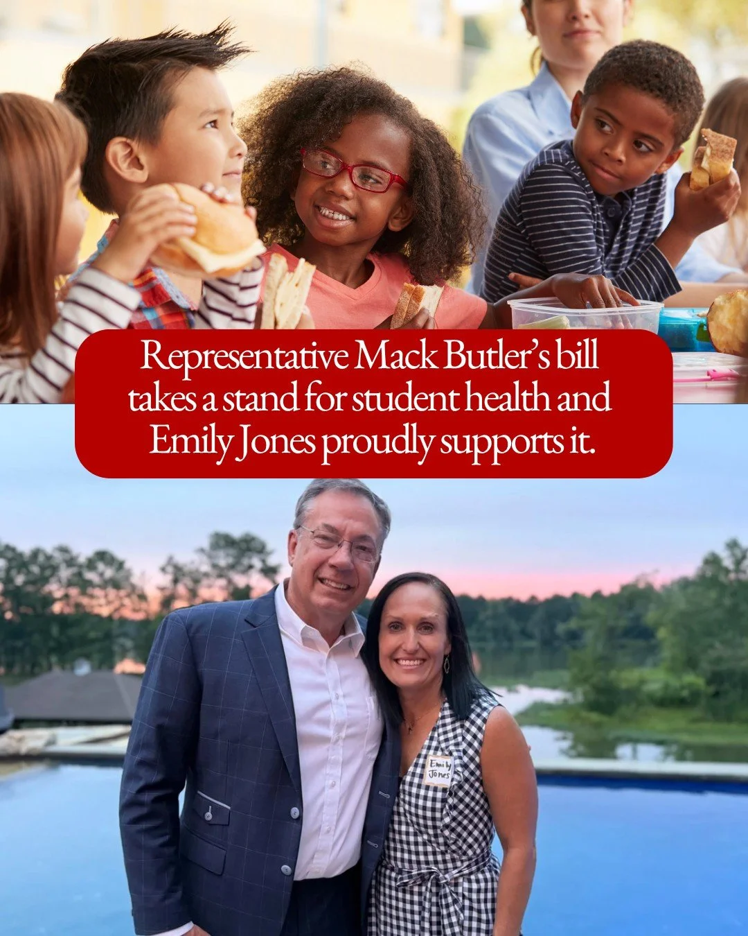 Our students deserve better. 💙

Representative Mack Butler&rsquo;s bill aims to remove ultra processed foods from Alabama school cafeterias, replacing them with healthier, more nourishing options.

Emily Jones proudly supports this effort because nu