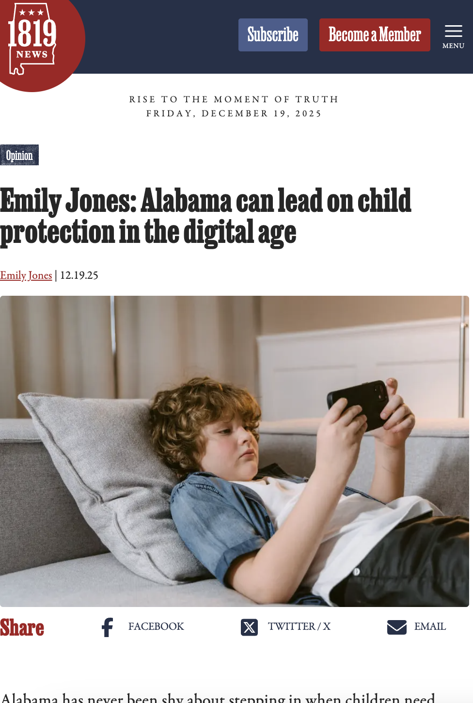 Alabama leads on Child Protection in a Digital Age.