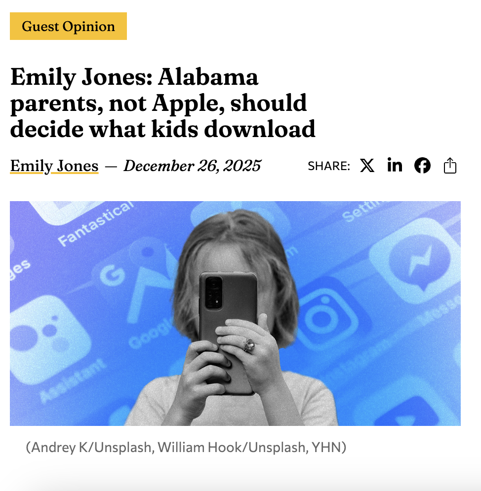 Emily Jones: Alabama parents, not Apple, should decide what kids download.
