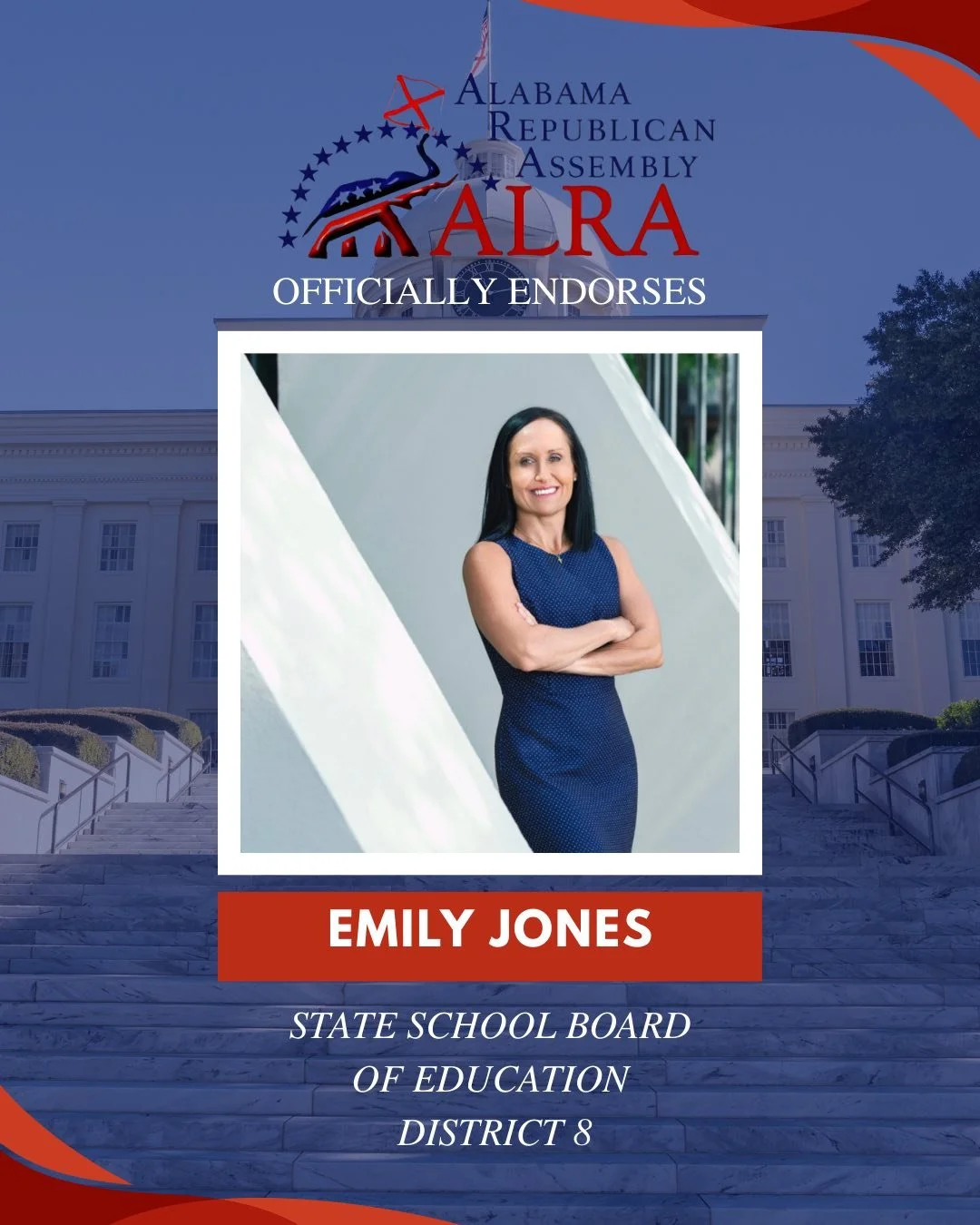 Honored and grateful 🇺🇸

Emily is proud to receive the endorsement of the Alabama Republican Assembly.

Thank you for your support and confidence as we continue working hard for our community.

#EmilyJones
#AlabamaPolitics
#AlabamaRepublicans
#Alab