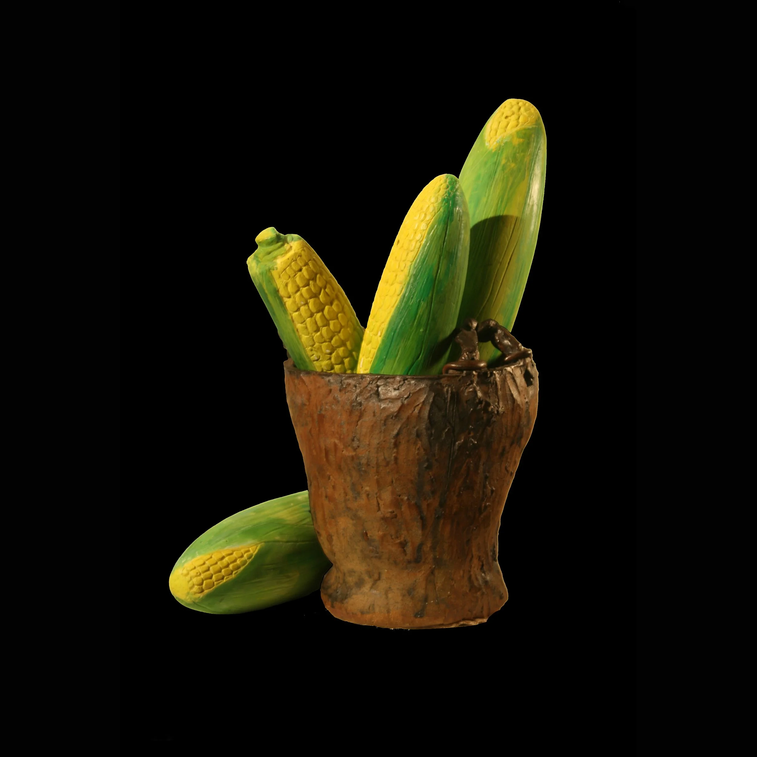 Bucket with corn (clay/plaster)
