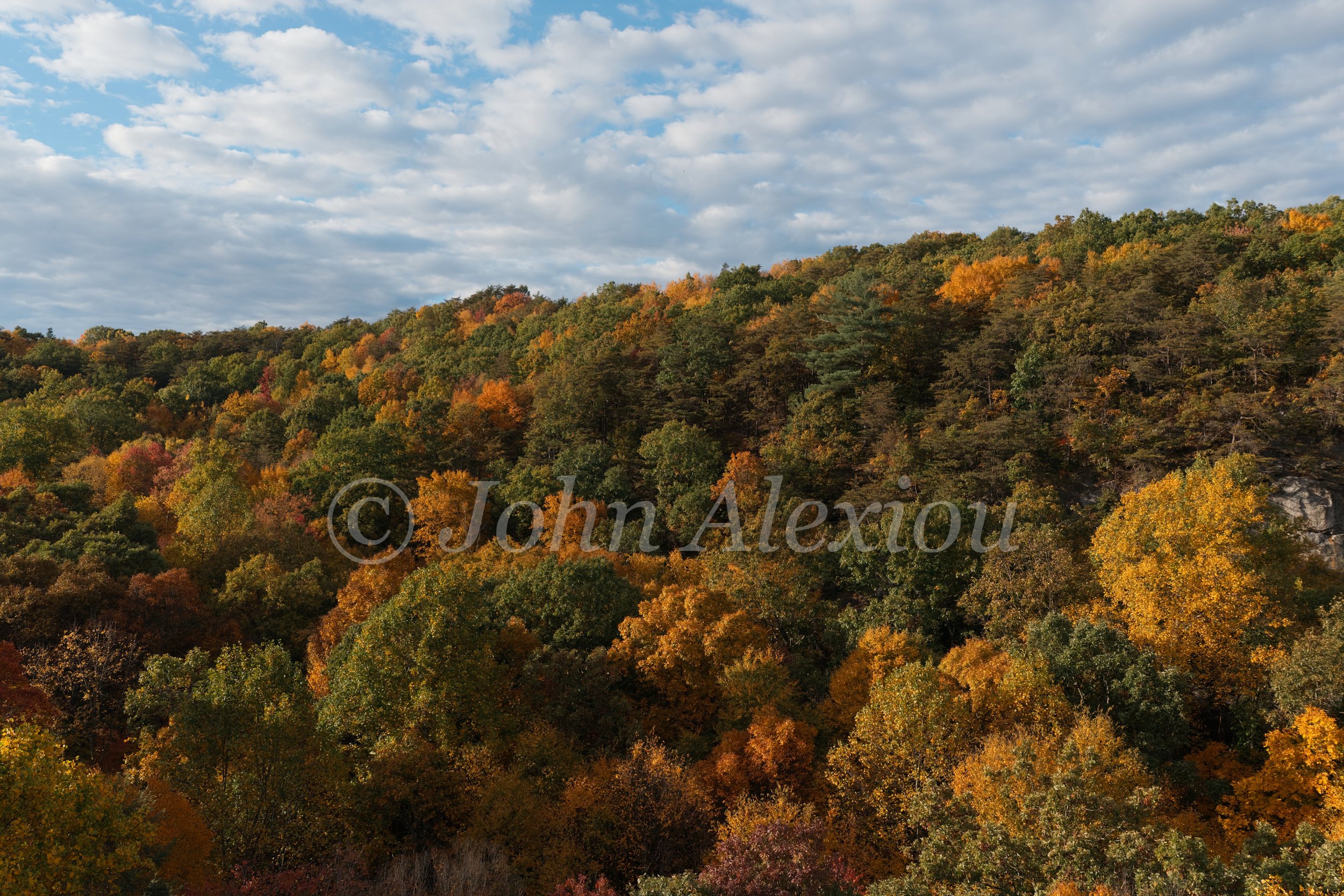 09 · Autumn Ridge Beneath a Patterned Sky
A ridge of green and gold rises beneath rows of soft clouds.
© John Alexiou · 2026 · Susquehanna Valley
Hasselblad L3D-100c · 14.4 mm · f/2.8 · 1/2500 s · ISO 250
