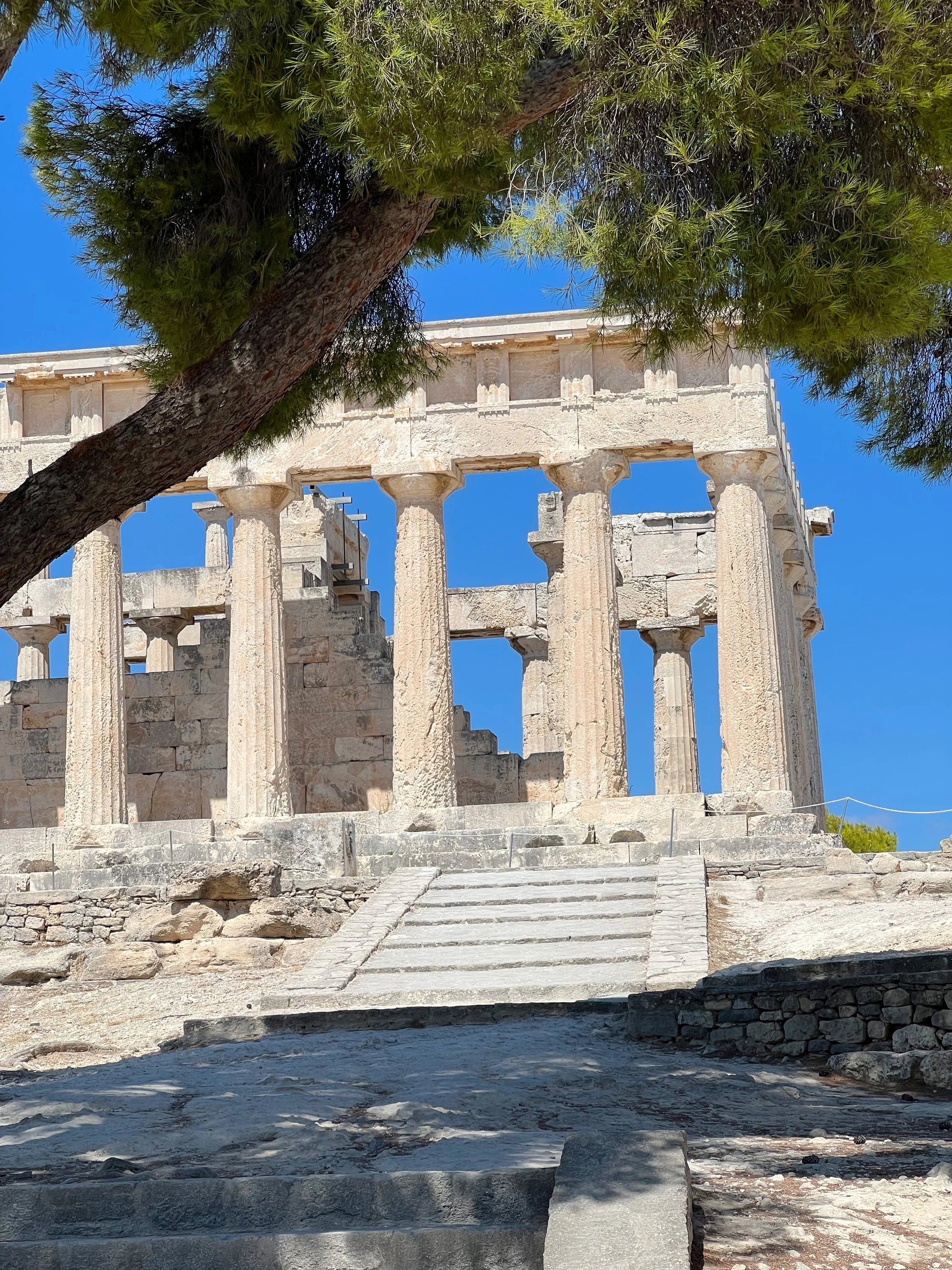 02 · Through the Pine
A pine branch frames the sunlit columns above a short flight of stone steps.
2022 · Greece
iPhone 13 Pro Max · 9.0 mm · f/2.8 · 1/960 s · ISO 32