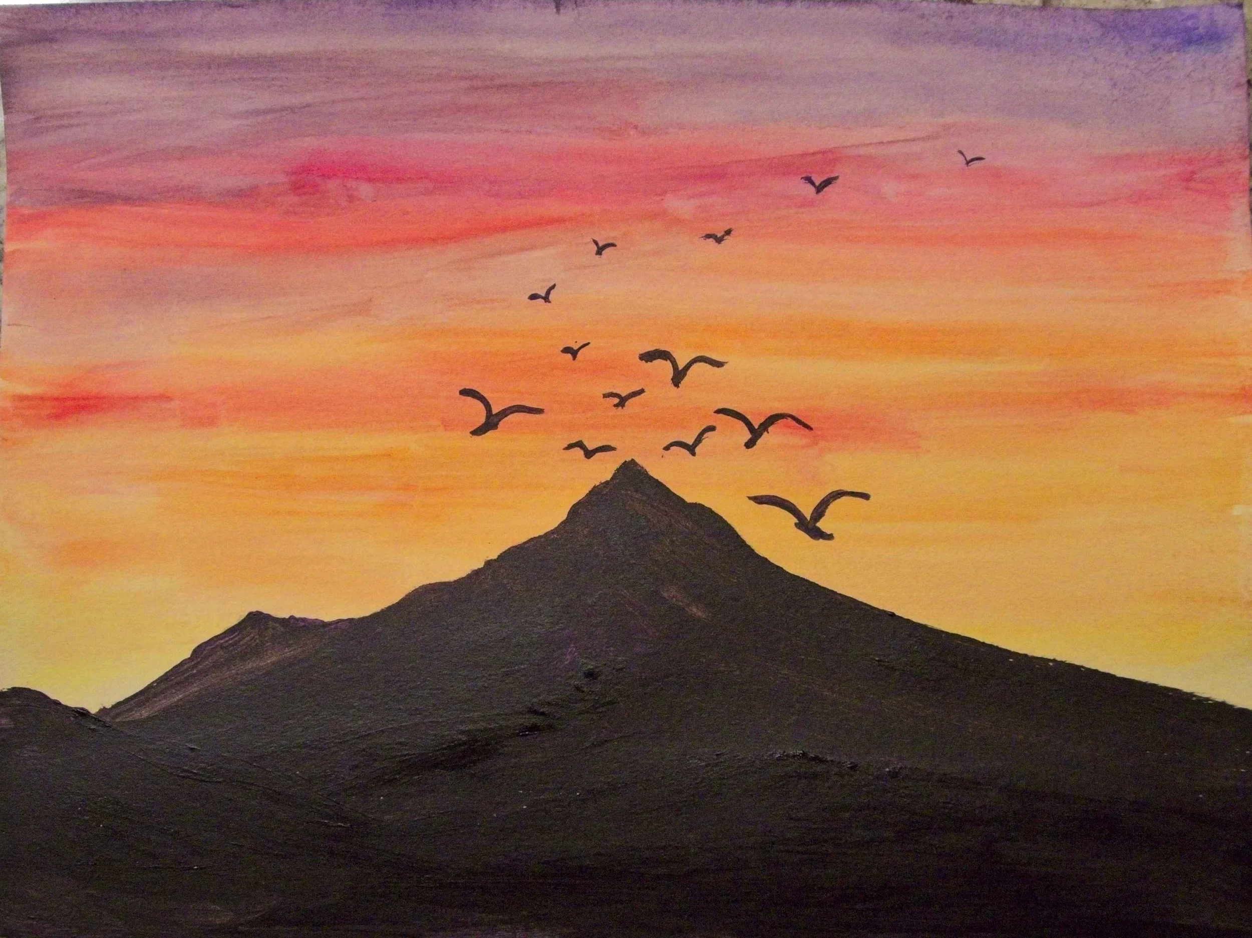 Sunrise Silhouette watercolor mixed media.jpg