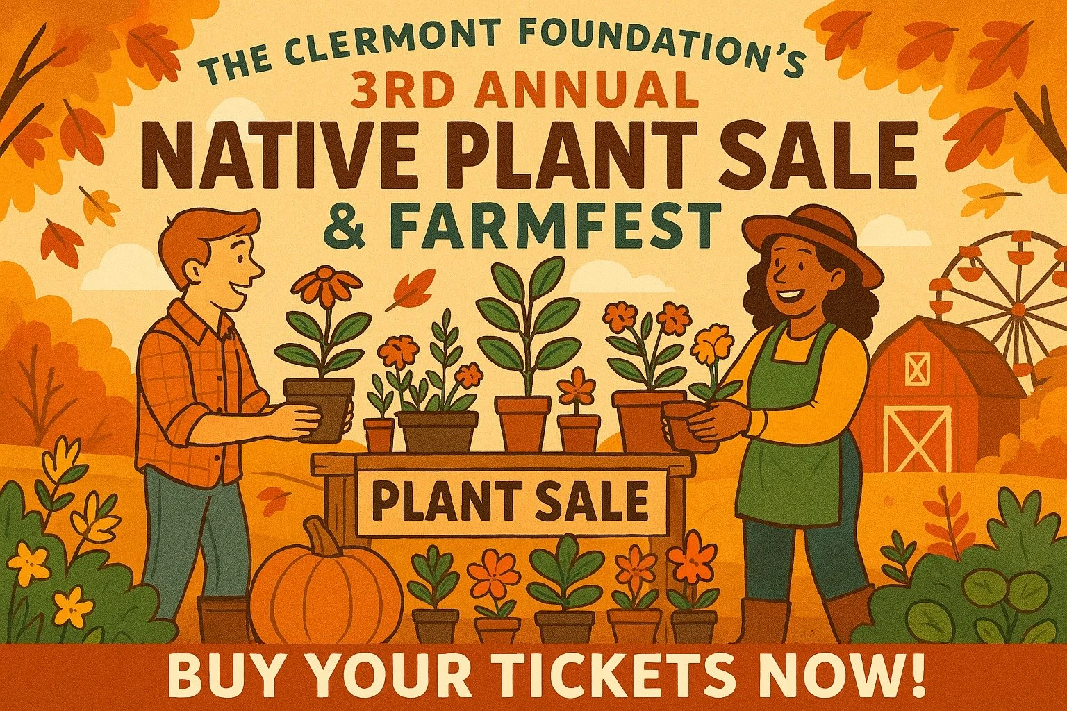 🌱 Mark your calendars &mdash; the countdown to Clermont Farm&rsquo;s Native Plant Sale &amp; FarmFest is on! 🎉🚜

Skip the line and sign up today! You can grab your tickets early in two easy ways:
👉 Visit our event page and follow the ticket link

