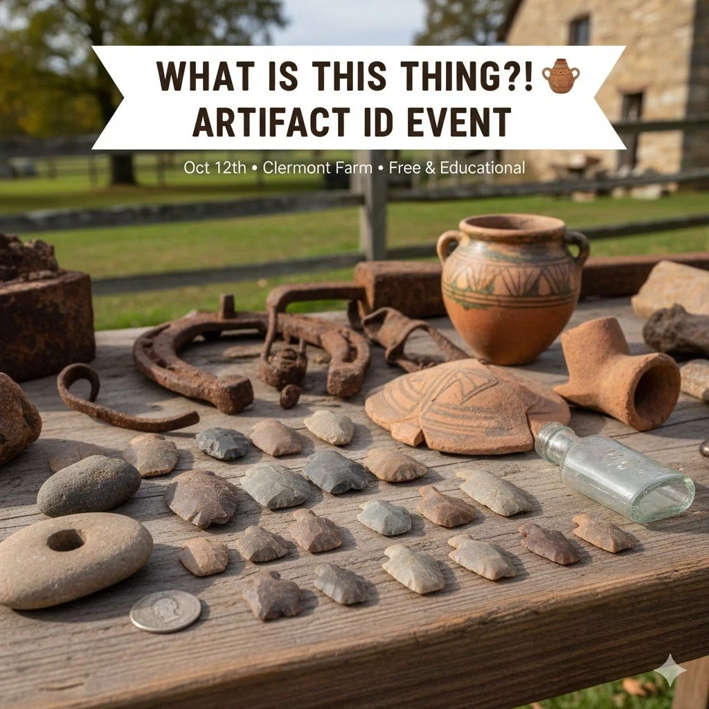 💥 Ever yell &ldquo;WHAT IS THIS THING?!&rdquo; after finding something cool in your yard? We&rsquo;ve got you covered! 💥

Join us this Sunday, October 12th at Clermont Farm&rsquo;s Native Plant Sale &amp; FarmFest for a one-of-a-kind Artifact ID ev