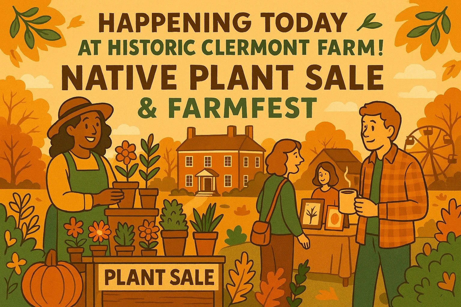 🌿 Happening TODAY at Historic Clermont Farm! 🌿

Our Native Plant Sale &amp; FarmFest is in full swing &mdash; now until 3:00 PM! 🍂

The rain looks like it&rsquo;s holding off, and it&rsquo;s the perfect fall day to come out and enjoy all that Cler