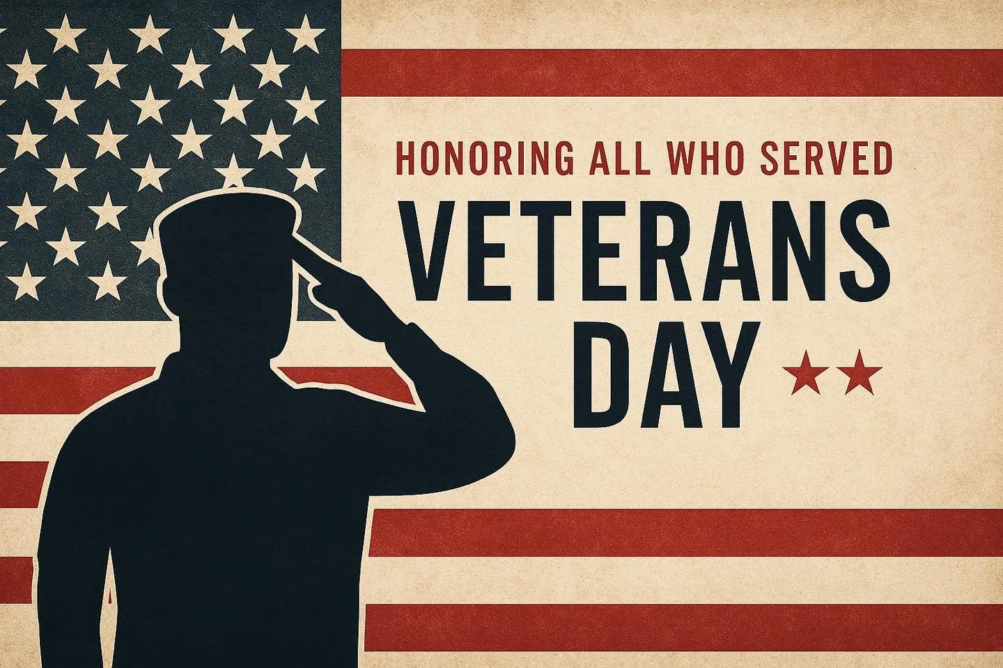 🇺🇸 Happy Veterans Day 🇺🇸

Today, we honor and thank all who have served &mdash; our veterans, active-duty service members, and the families who stand beside them. Your courage, dedication, and sacrifice protect not only our freedoms but the spiri