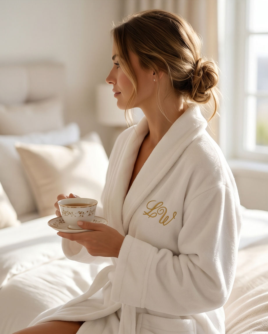 Personalized Luxury Cotton Bathrobe with Name or Monogram