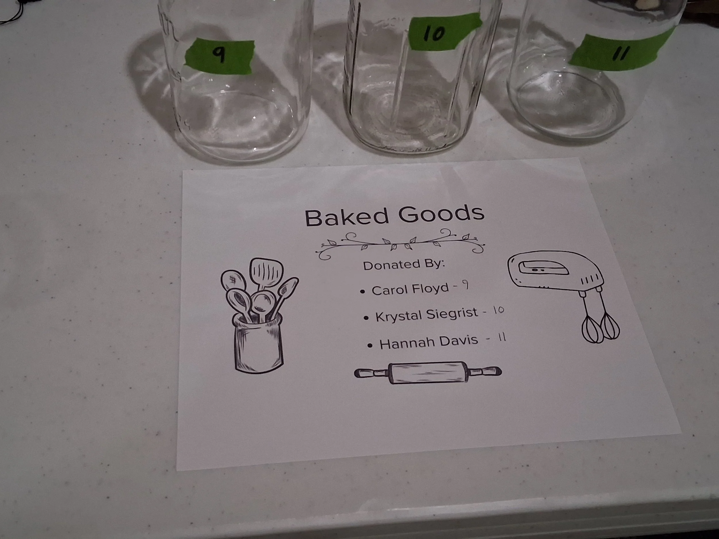 Baked goods - Donated By Carol Floyd
Cheesecakes - Donated By Krystal Siegrist
Baked Goods - Donated By Hannah Davis
Sour Dough Bread - Donated By Anna Hoecke
