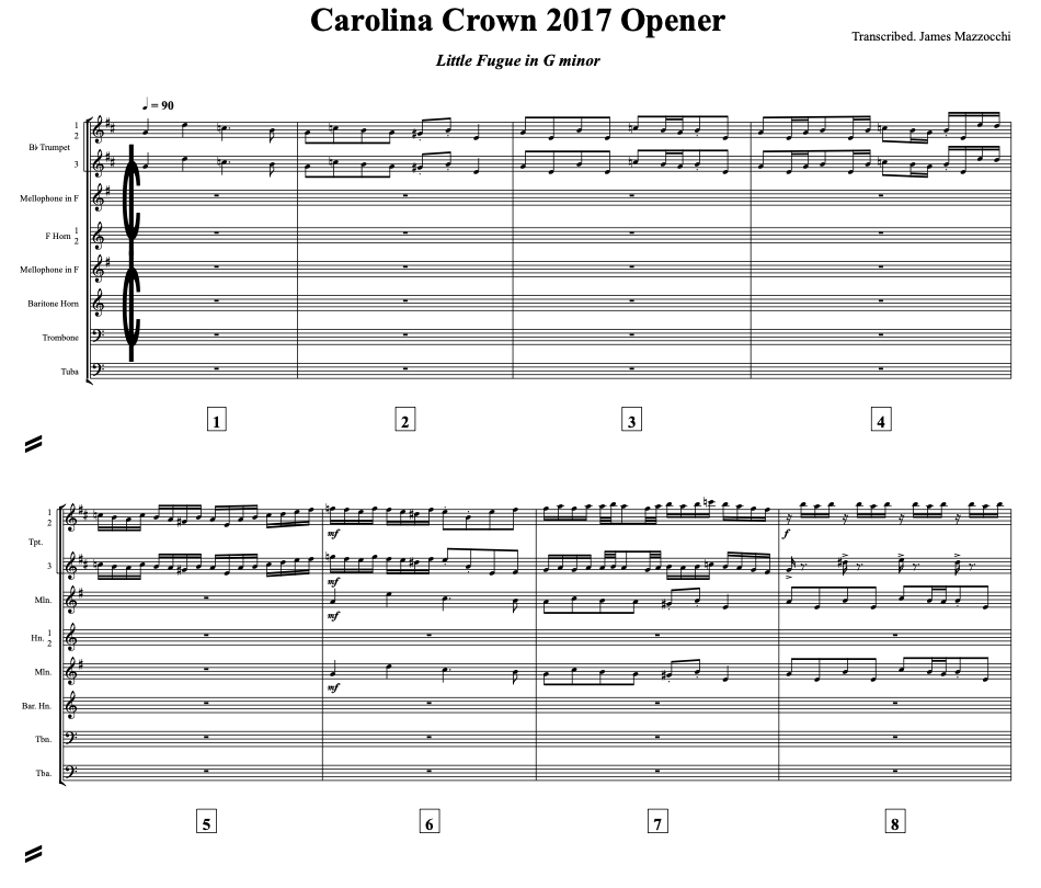 Carolina Crown 2017 Opener Little Fugue in G minor