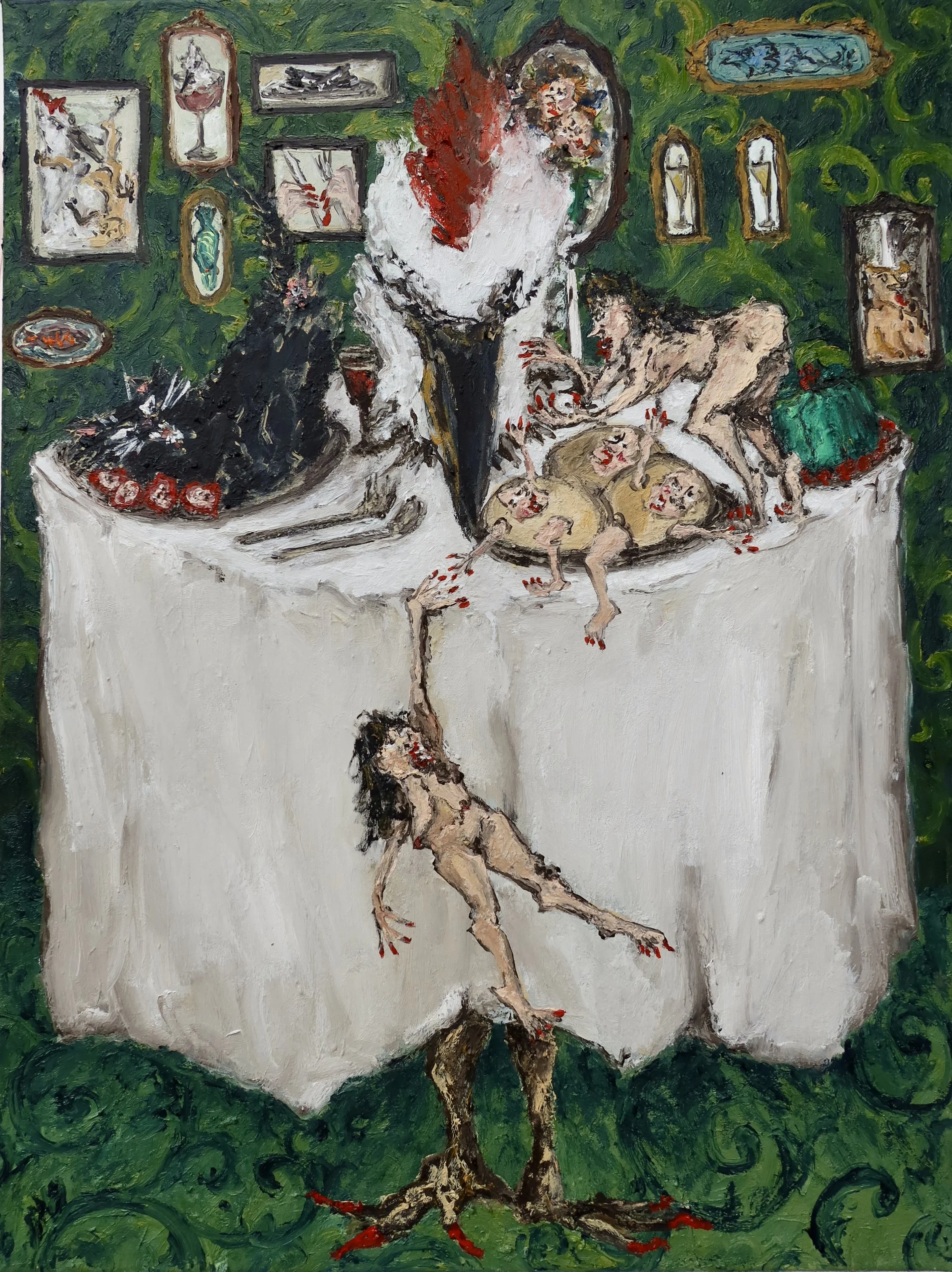 TABLE FOR ONE (I am the table), 2025, 
Oil on canvas, 
45cm x 60cm