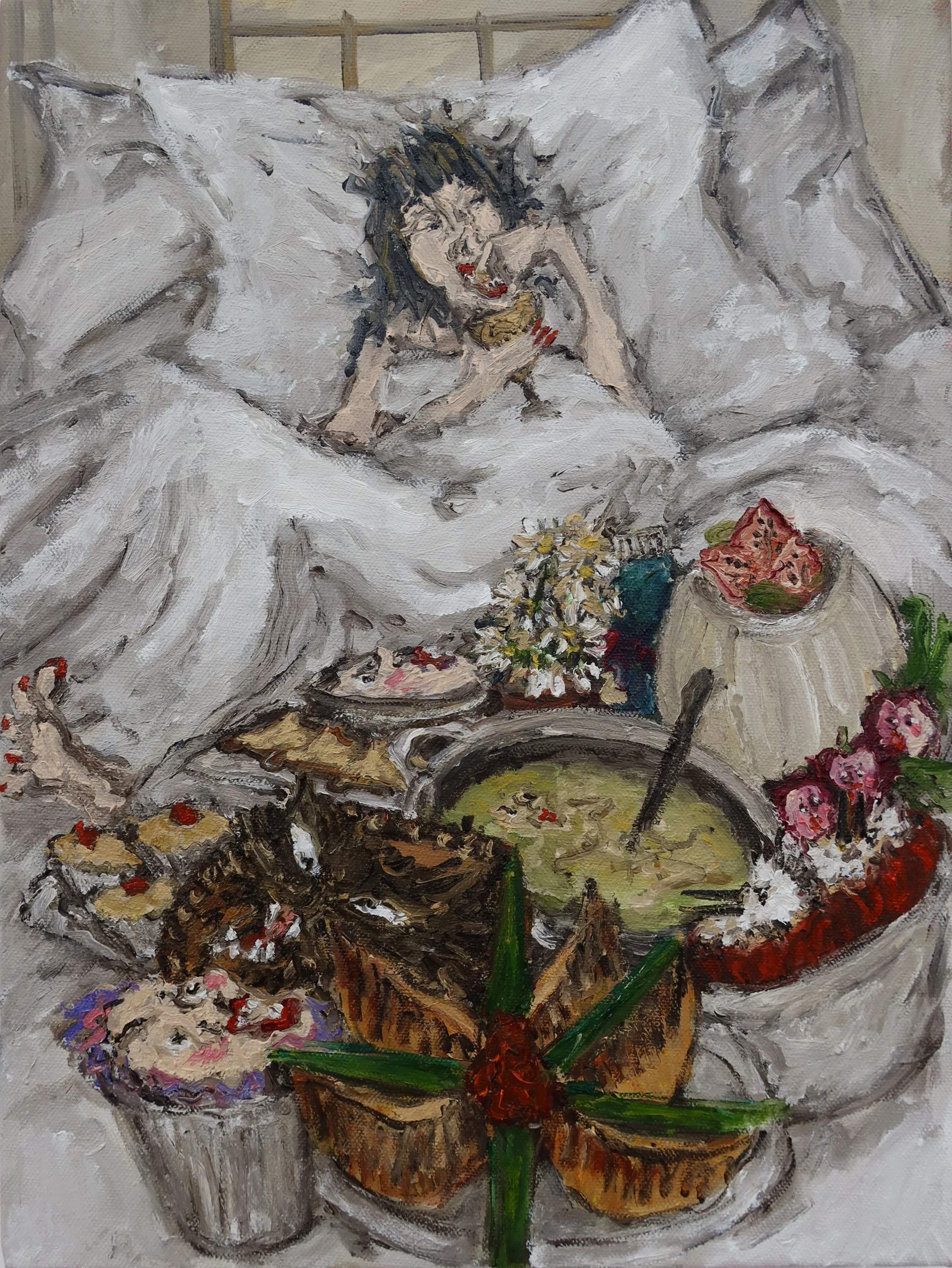 DOUBLE DIPPING, 2026, 
Oil on canvas, 
30cm x 40cm