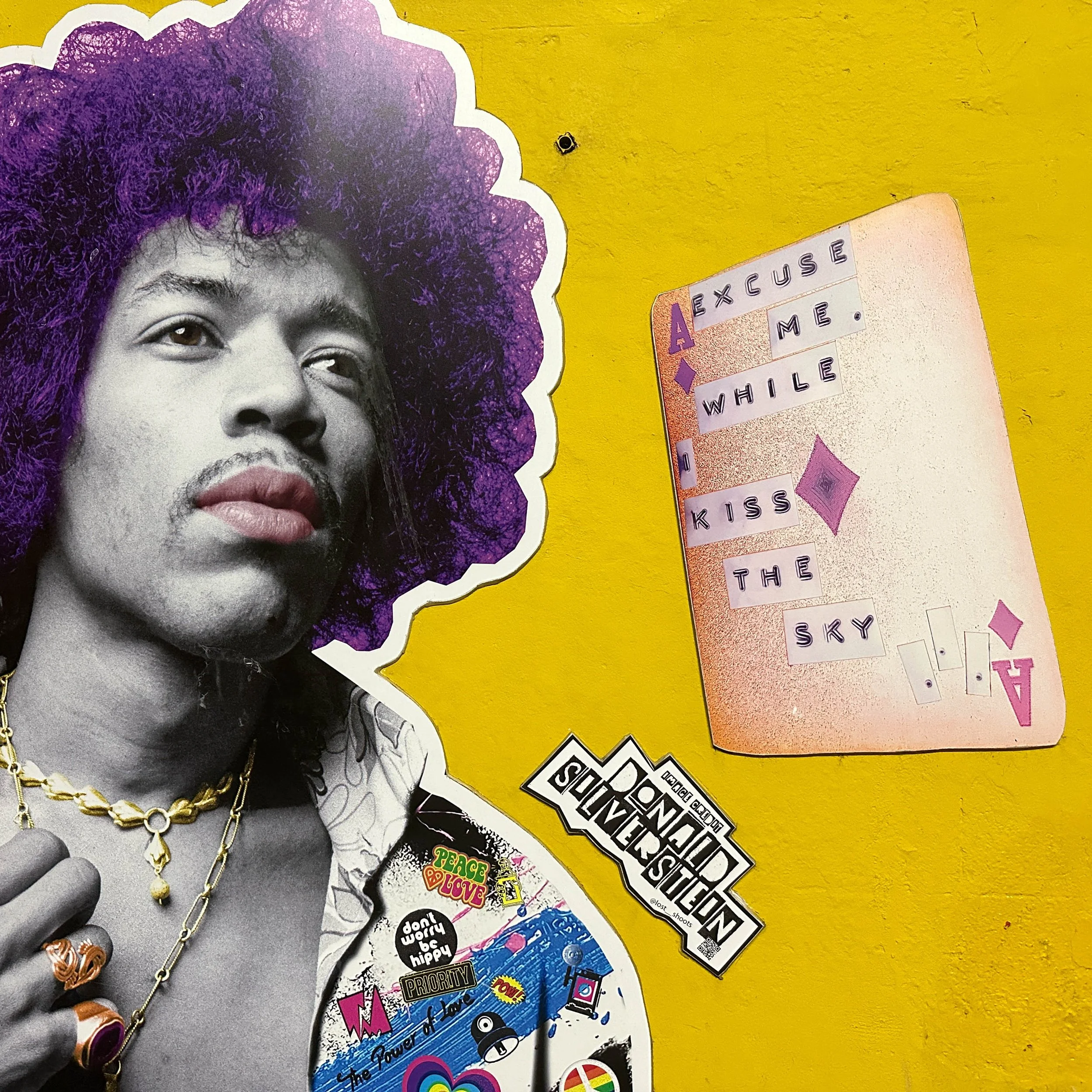 Street art in Brighton. Jimi Hendrix with lyrics.