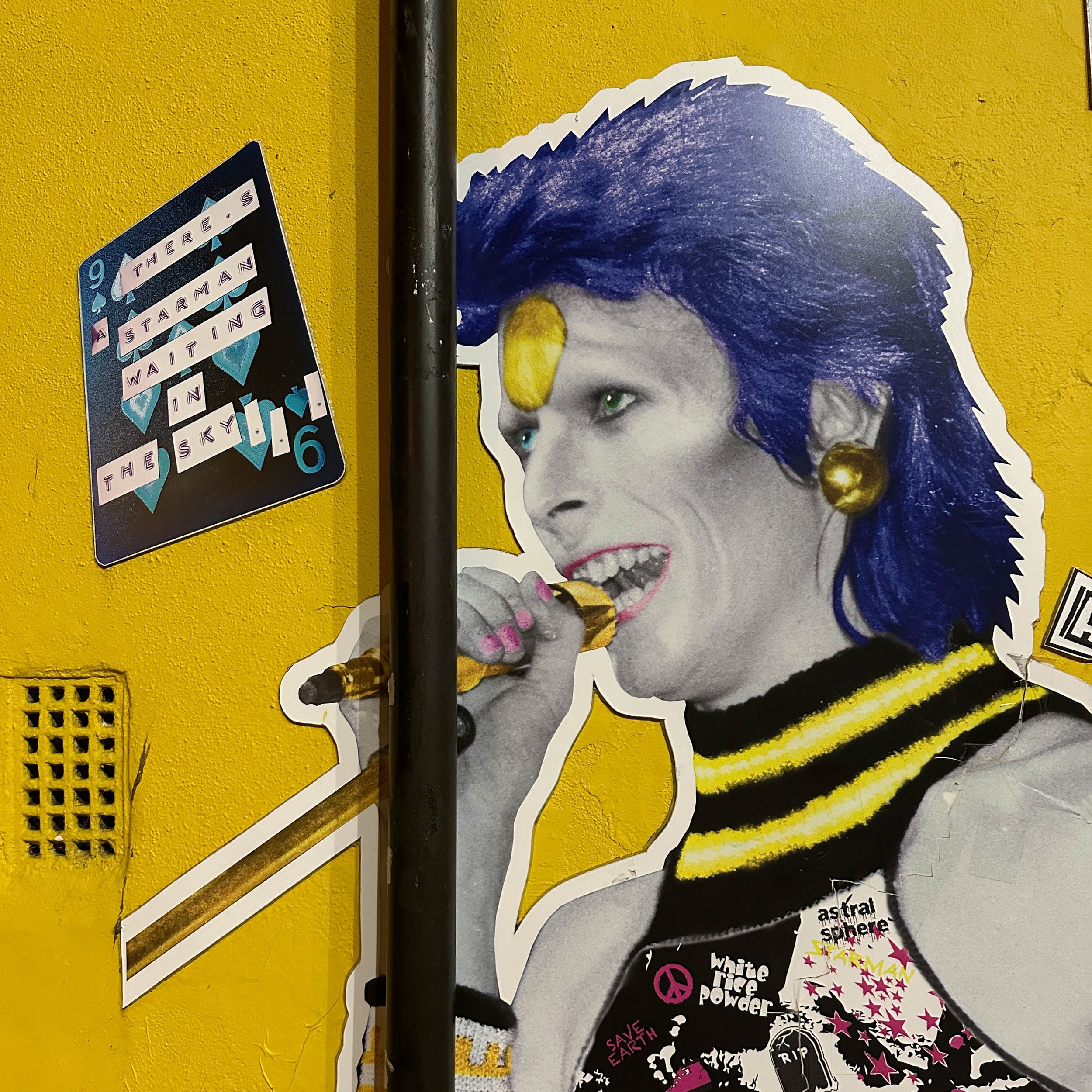 Street art in Brighton. David Bowie with lyrics.