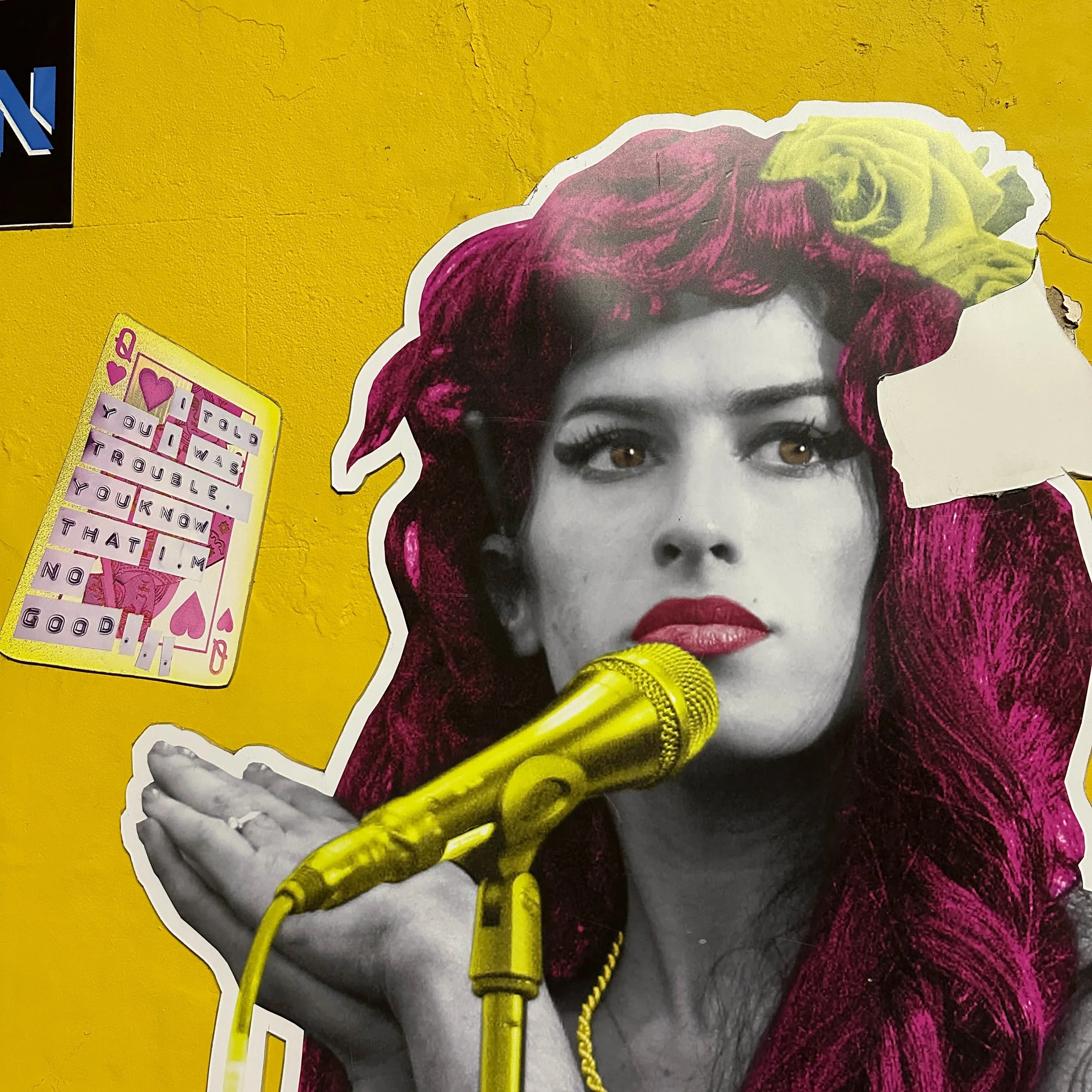 Street art in Brighton. Amy Winehouse with lyrics.