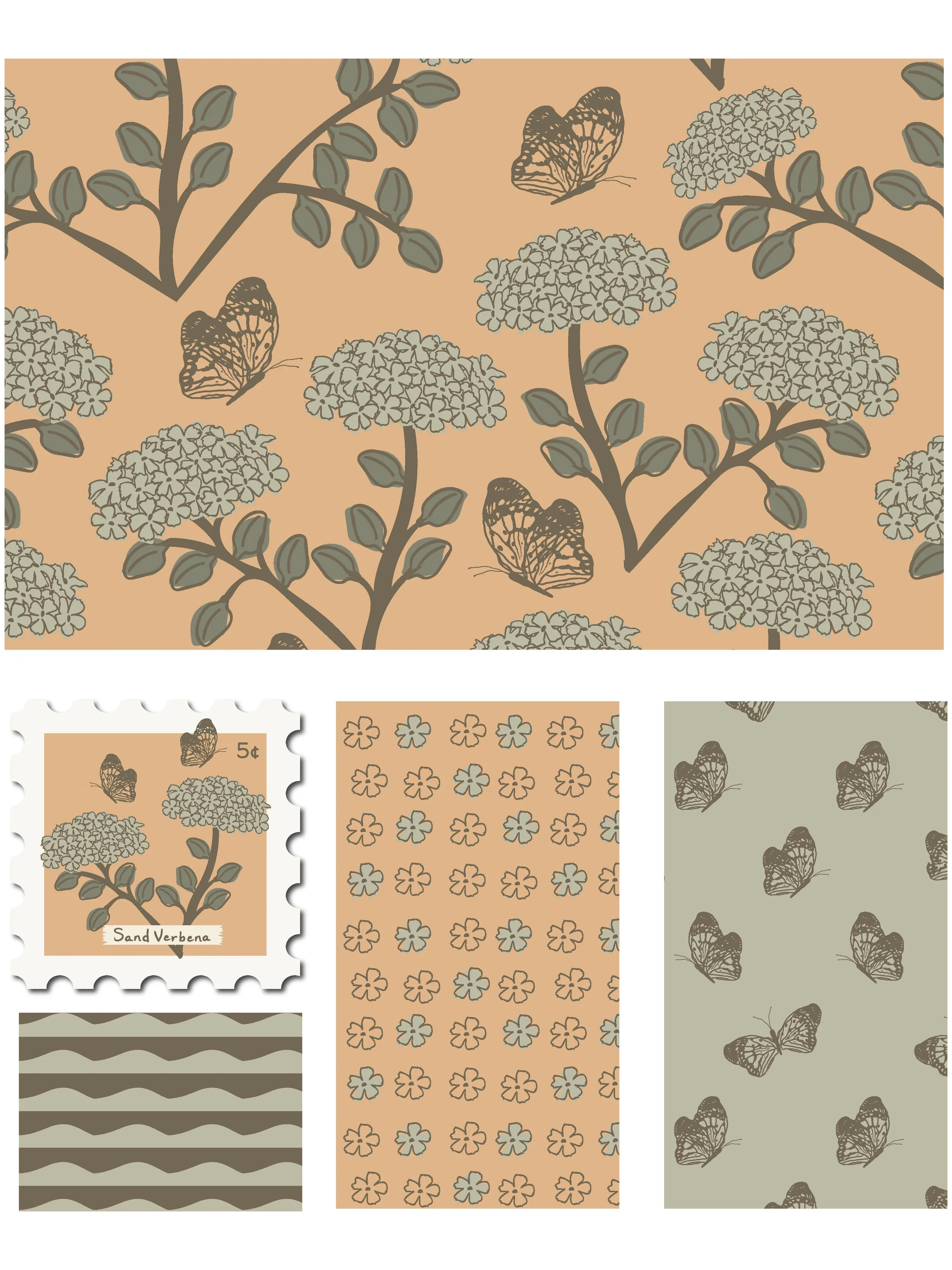 Postage Stamp & Pattern Floral