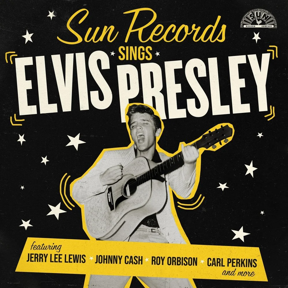 Sun Records Sings Elvis Presley cover art featuring an image of Elvis Presley playing guitar.