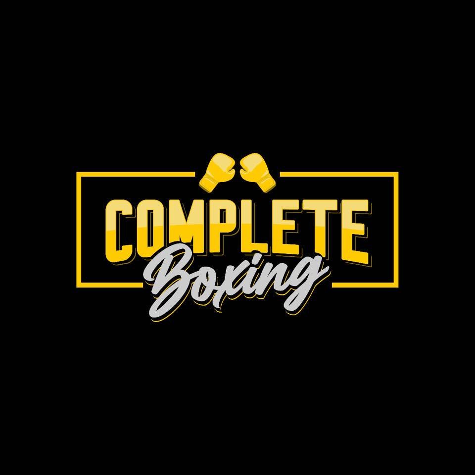 Graphic with a black background, two yellow boxing gloves, and the words 'Complete Boring' in bold yellow and gray cursive font.