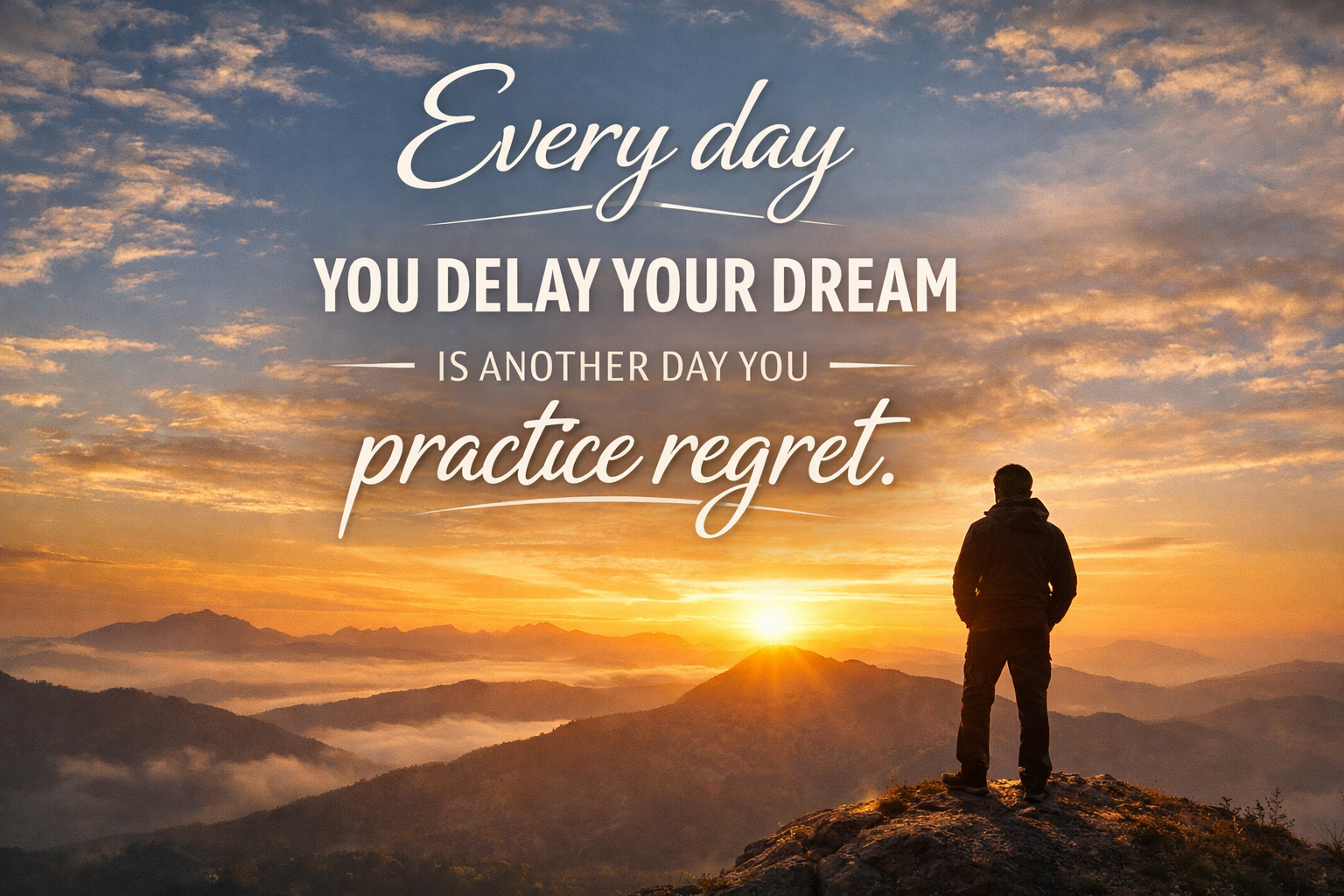 Every day you delay your dream is another day you practice regret.