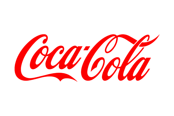 The Coca-Cola logo in red cursive text on a black background.