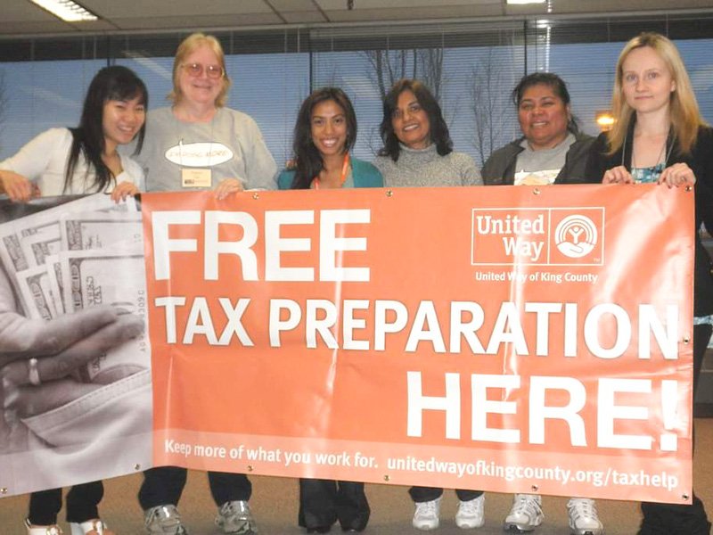 Maya helping to run a free tax prep service