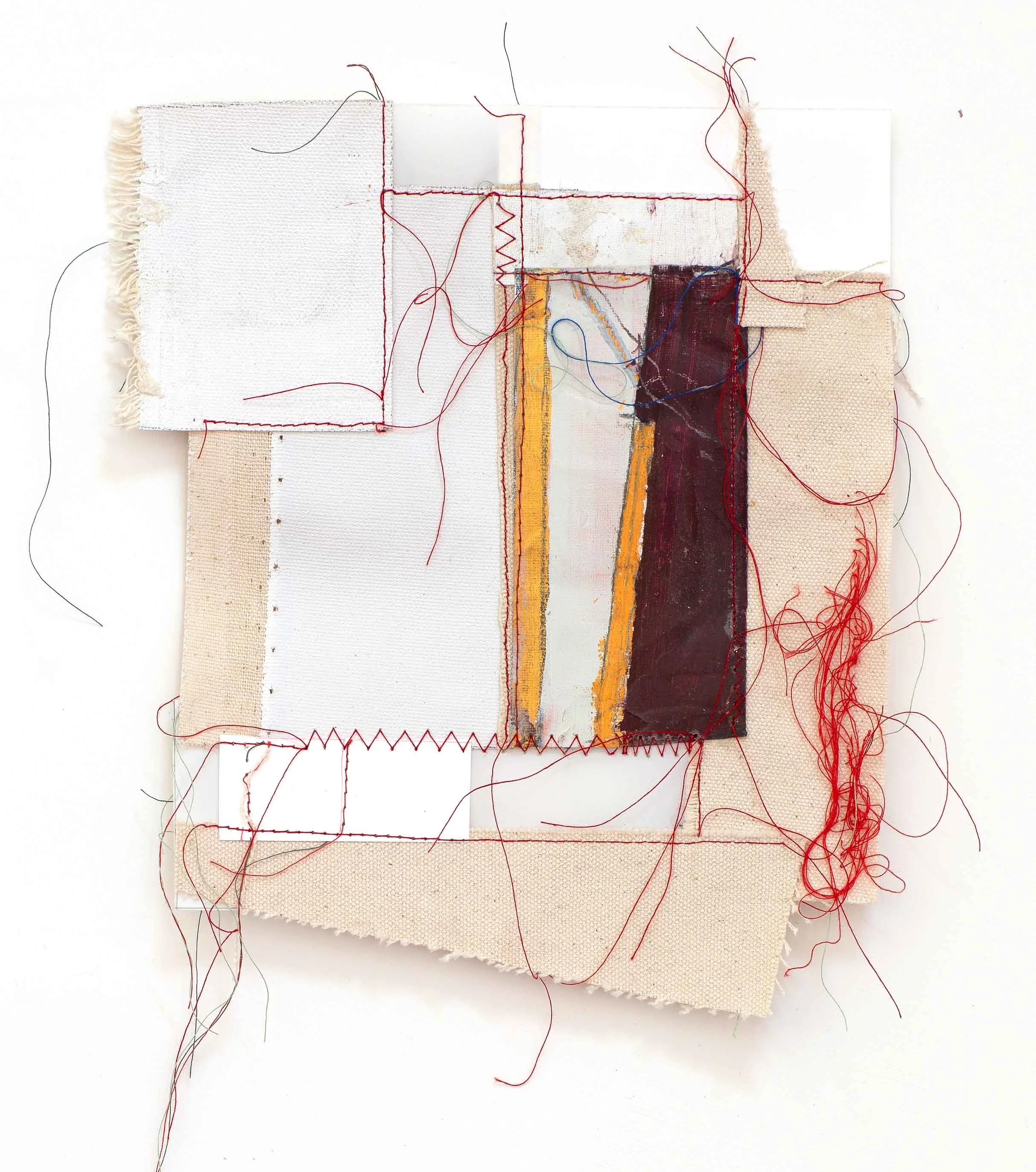 Network Fragment #12, 
Oil and mixed media on sewn canvas,
9.5" x 8", 2025