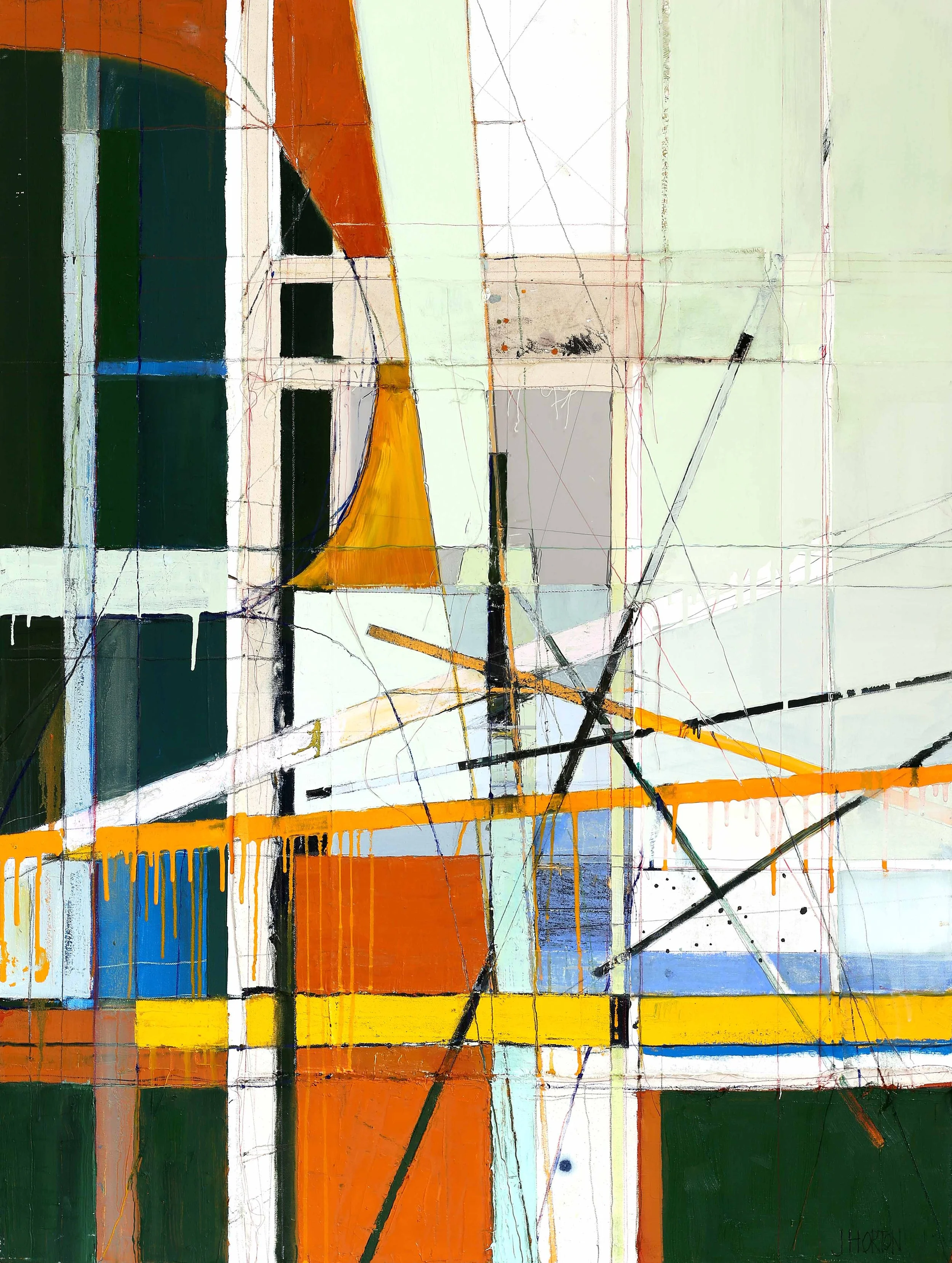 Automatic Pulse, oil and mixed media on seen canvas, 48" x 36", 2024