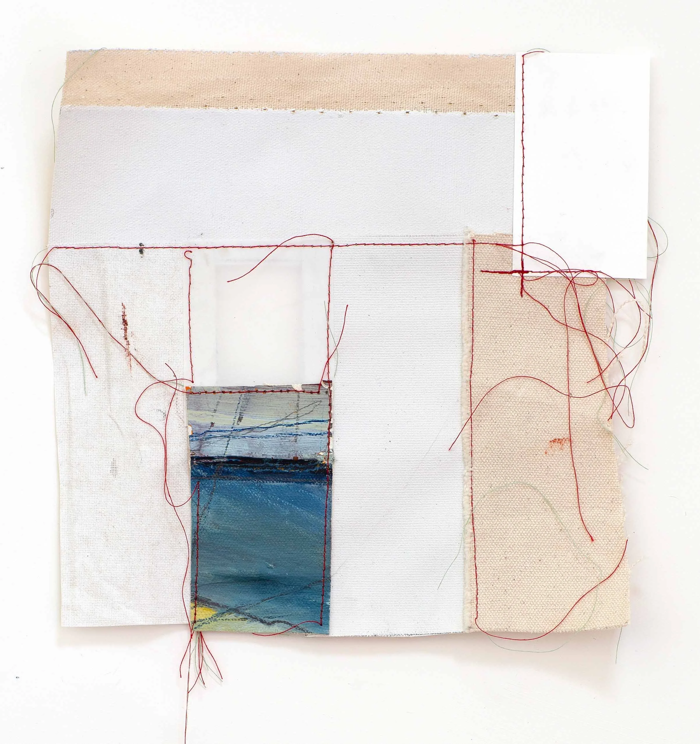 Network Fragment #09, 
Oil and mixed media on sewn canvas,
9" x 9", 2025