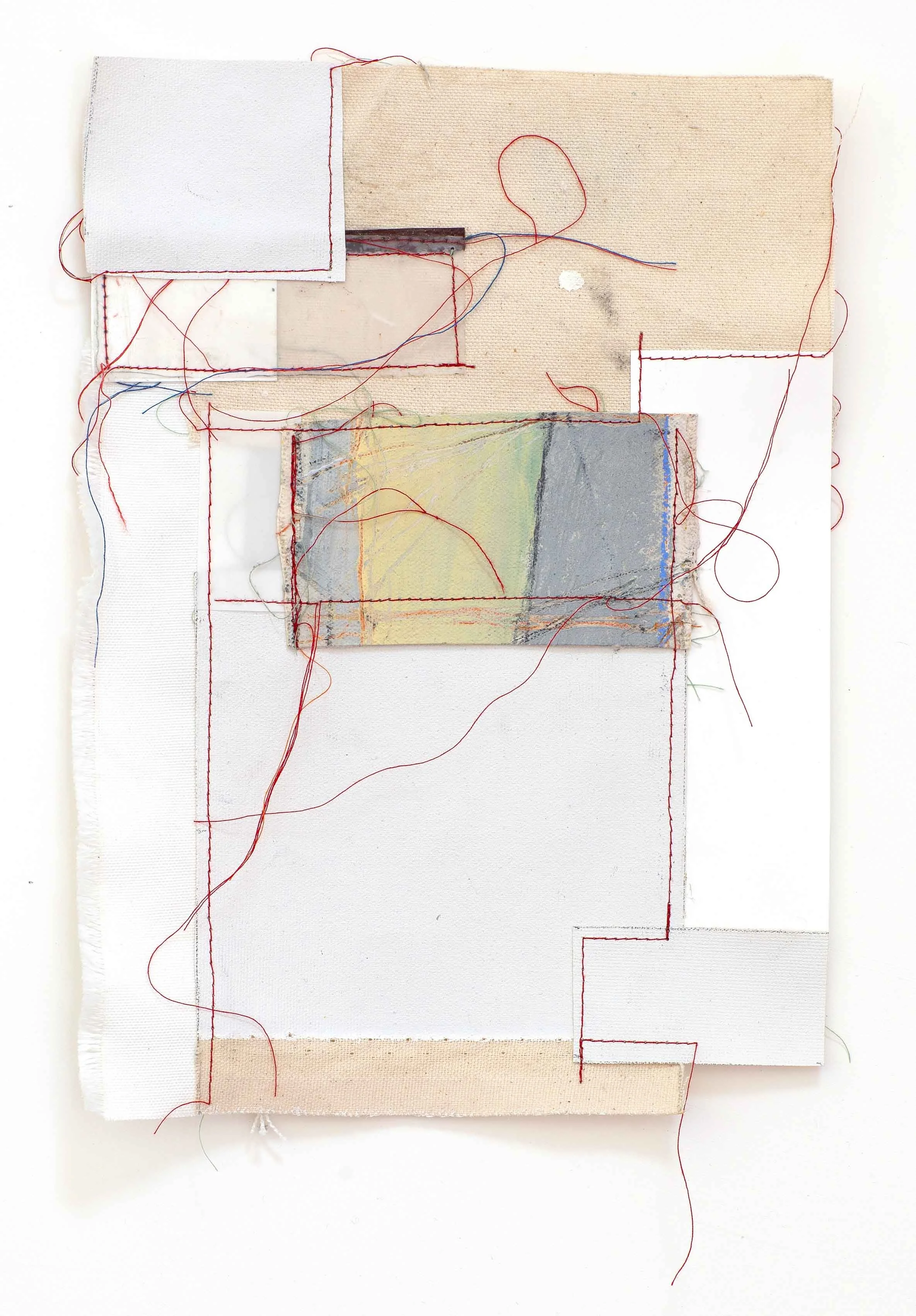 Network Fragment #08, 
Oil and mixed media on sewn canvas,
12" x 9", 2025