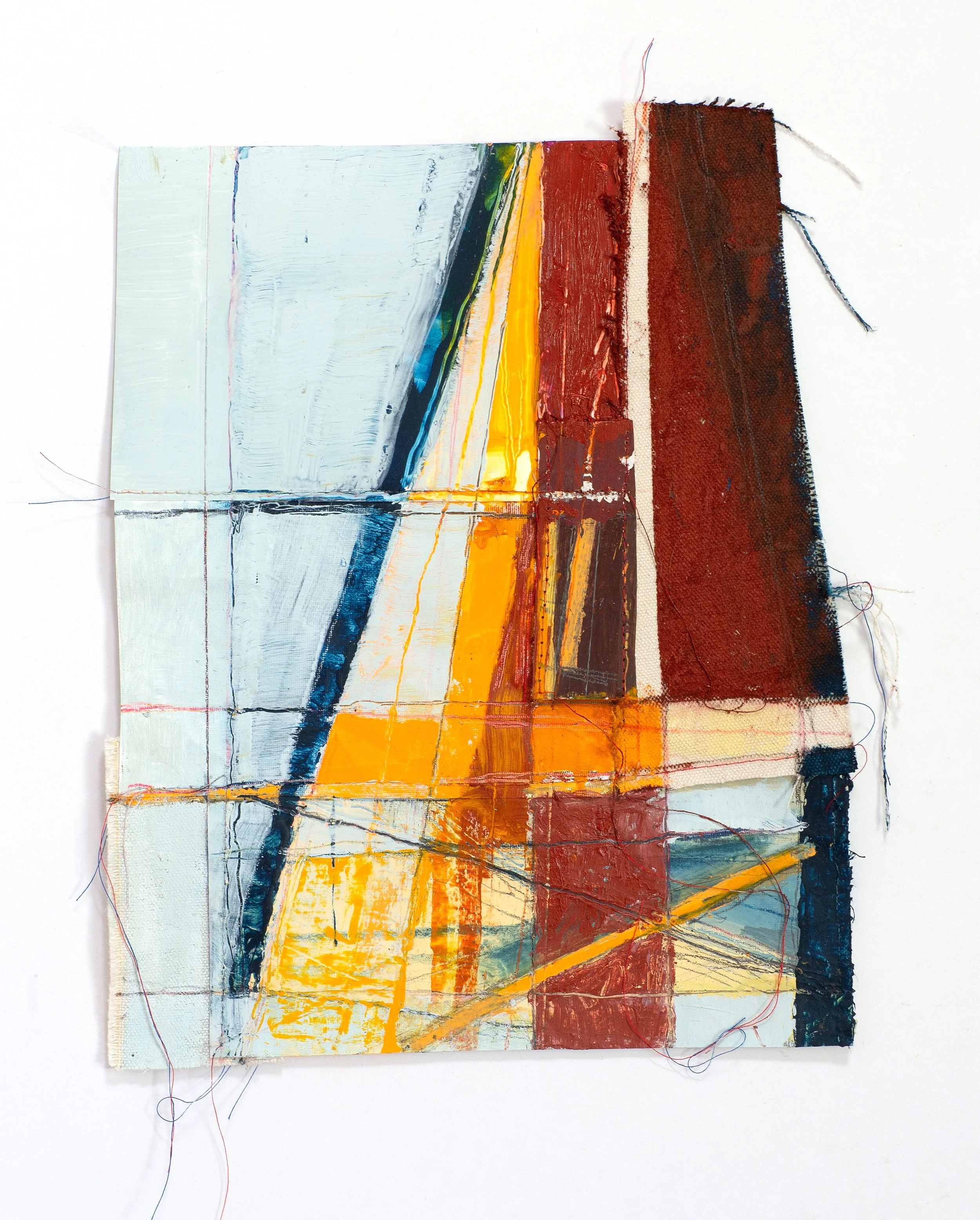 Slipping Light, oil and mixed media on sewn canvas, 12" x 10", 2024