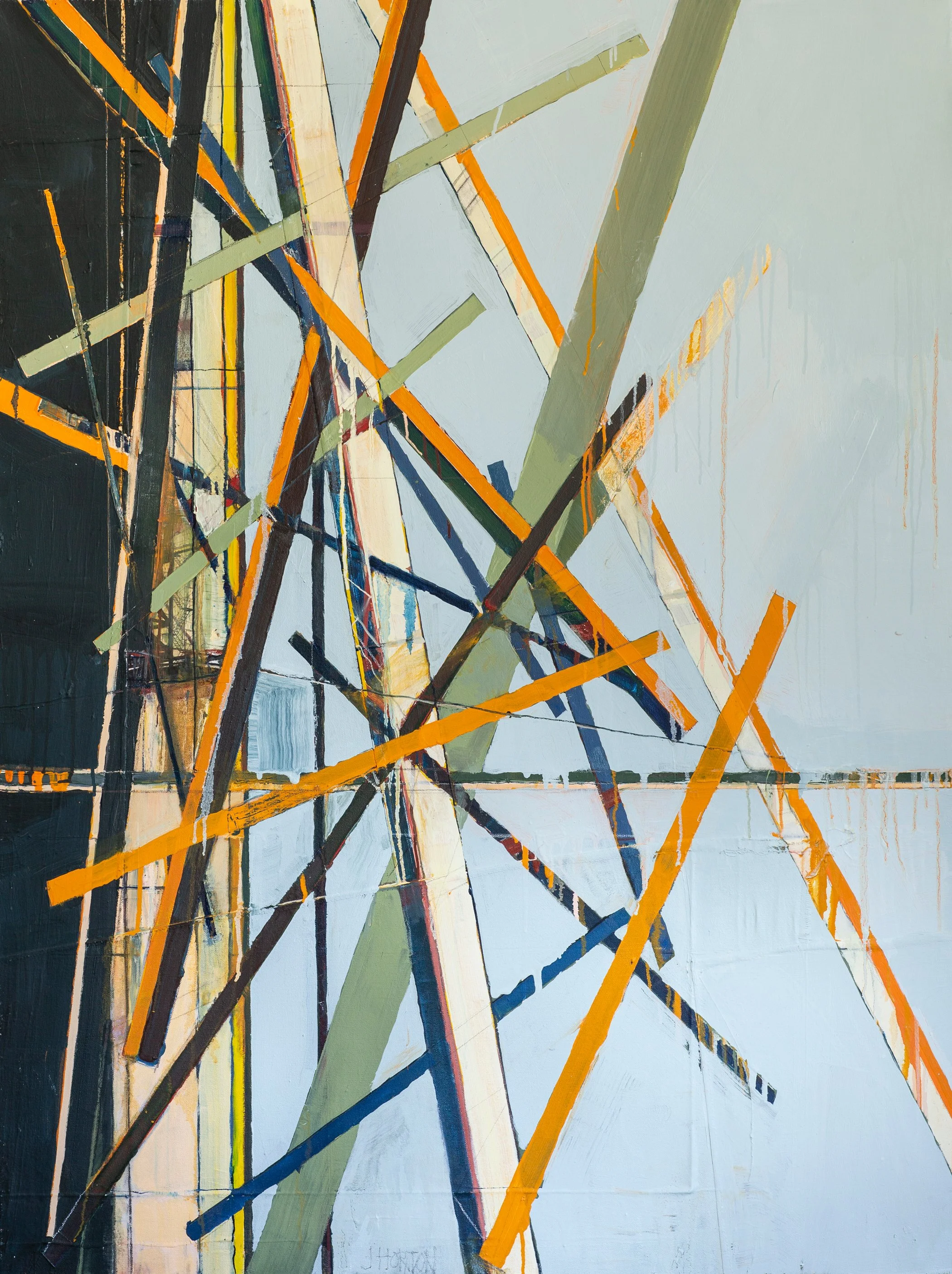 Coming Together, oil and mixed media on sewn canvas, 48" x 36", 2021.