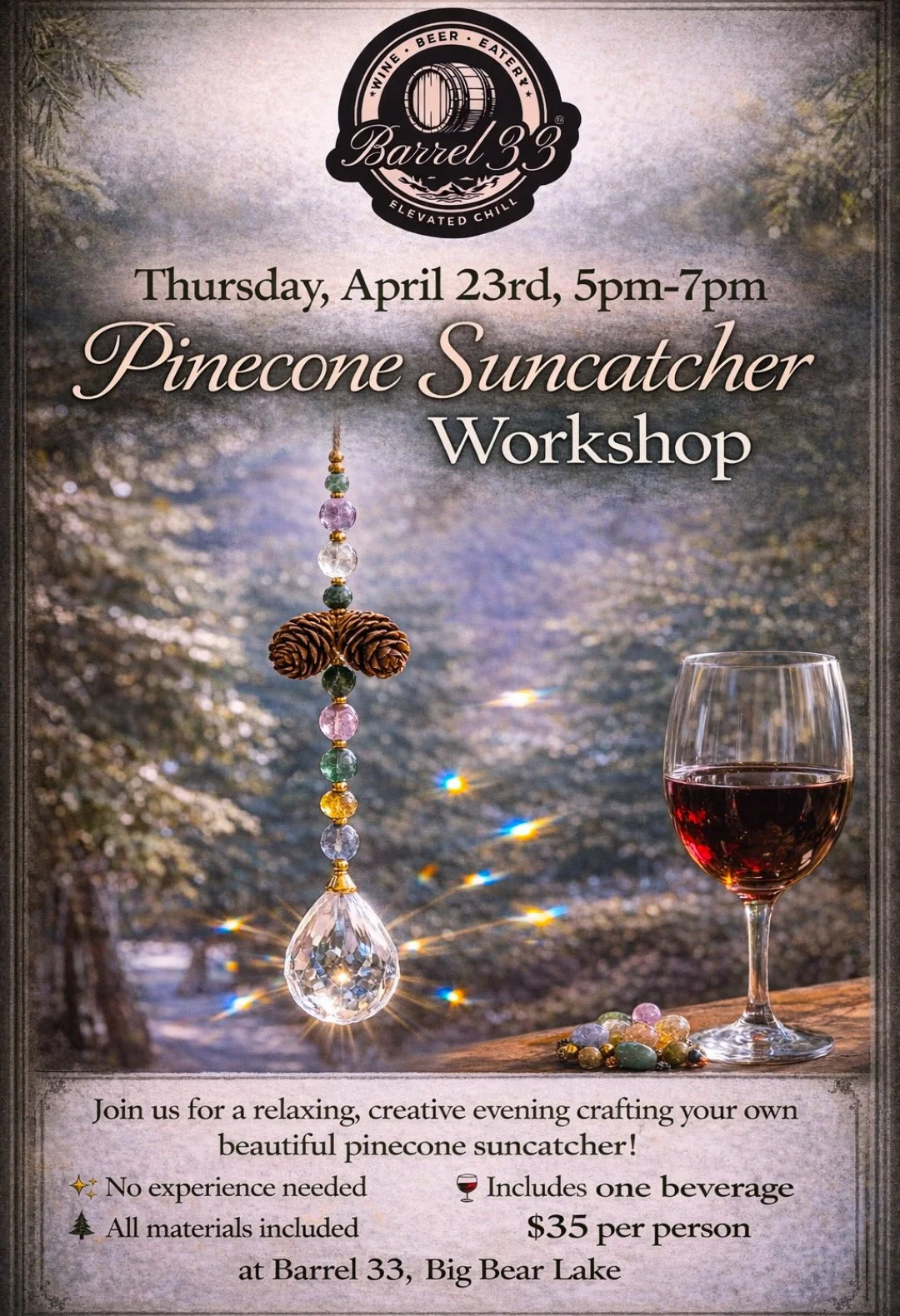 Pinecone sun catcher workshop