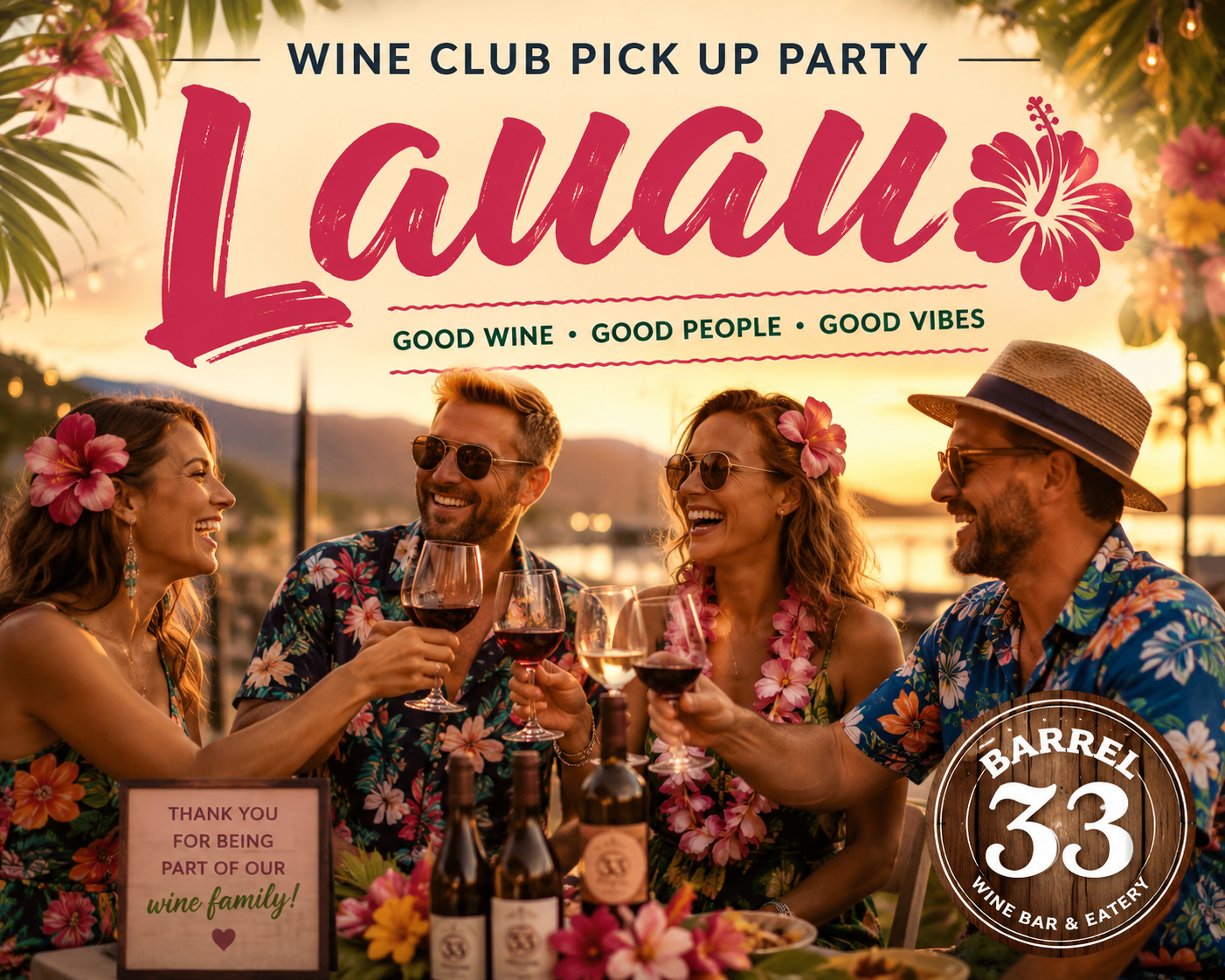 Wine club pick-up party lauau