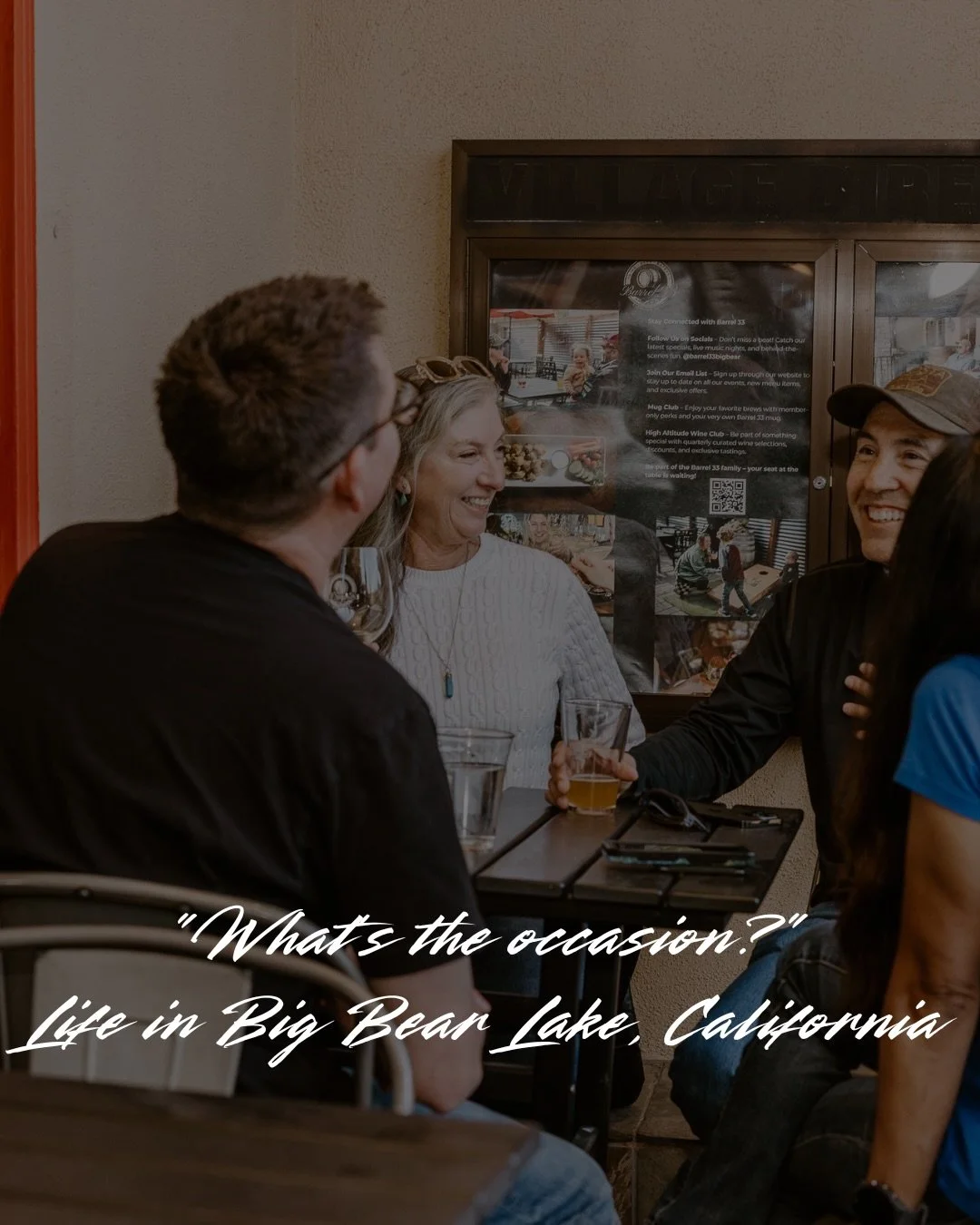 &ldquo;What&rsquo;s the occasion?&rdquo;

Living in Big Bear Lake. No special reason needed- just good friends, live music, a perfectly poured glass of wine, an ice-cold beer, and a charcuterie board made for sharing.

Boozy Bingo TONIGHT 5pm-7pm. Al