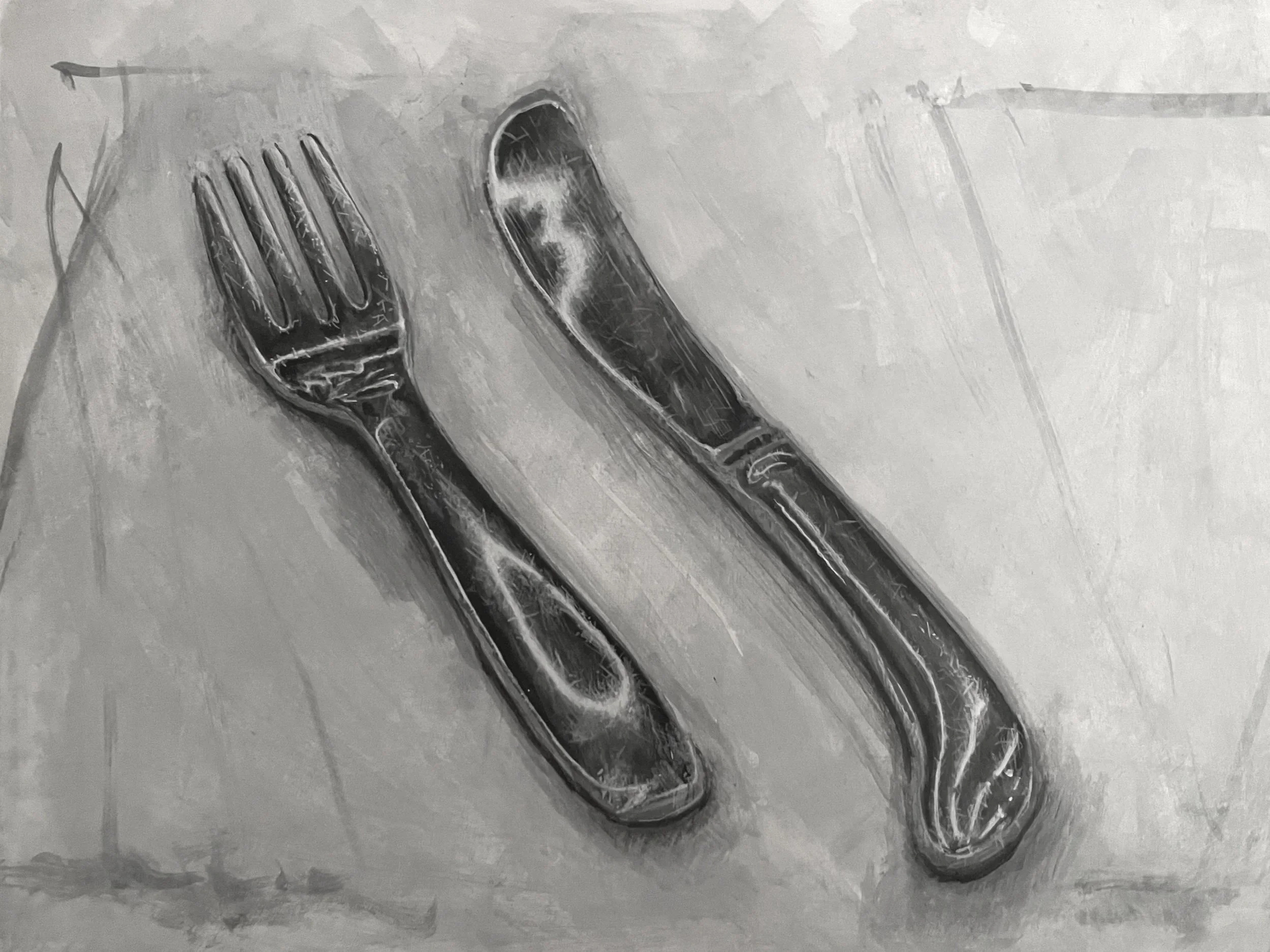 Still Life of a Fork and Knife