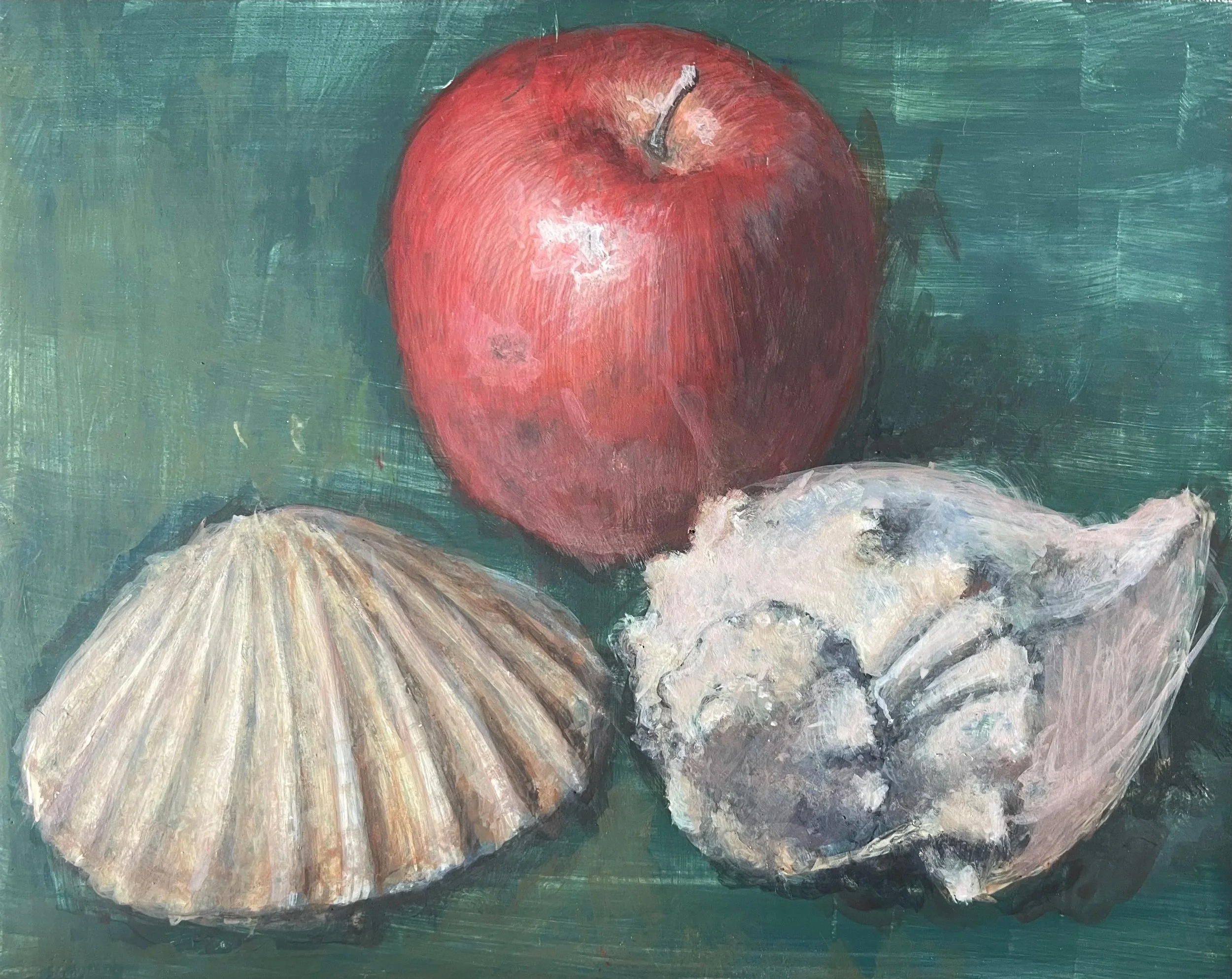 Still Life of an Apple and Seashells