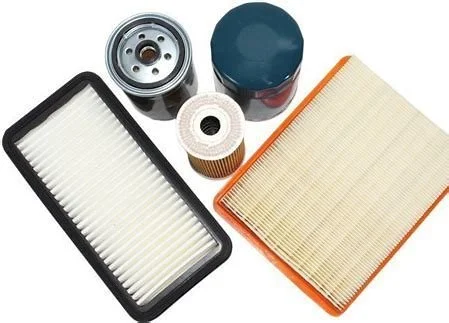 Collection of car filters including air, oil, and cabin filters.