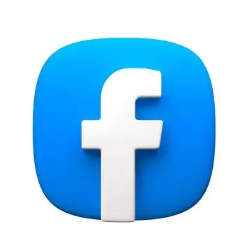 Facebook logo with a white lowercase 'f' on a blue rounded square background.