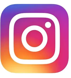 Instagram logo with a gradient of purple, pink, orange, and yellow