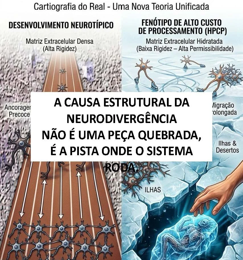 A causa estrutural da Neurodivergência não é uma peça quebrada. É a pista onde o sistema roda.