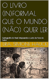 Capa do livro intitulado '(In)Formal Que o Mundo (Não) Quer Ler' de Dra. Simone Hauck, apresentando uma ilustração de duas crianças observando um mapa.